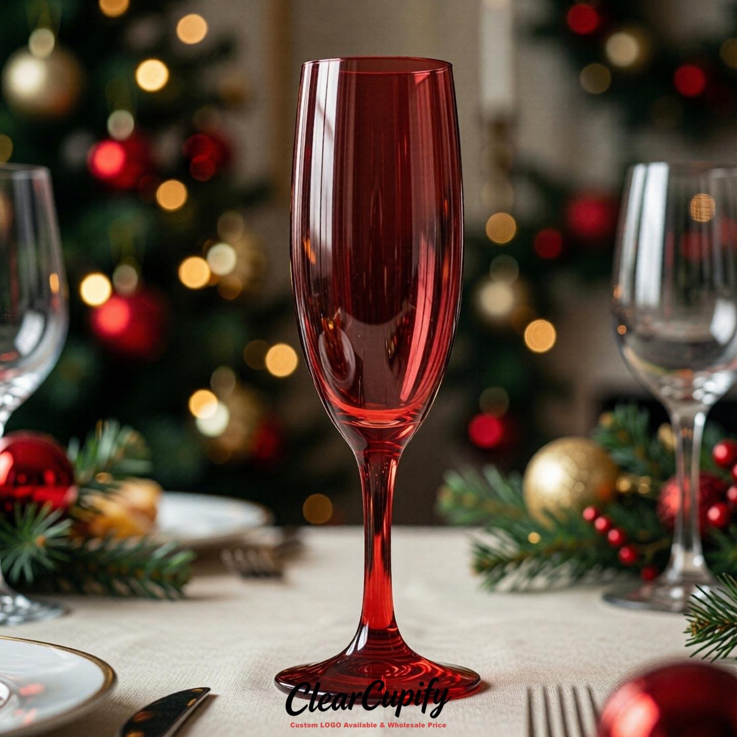Red Clear Champagne Flutes - Wholesale 5oz/6oz/7oz Acrylic Champagne Glasses