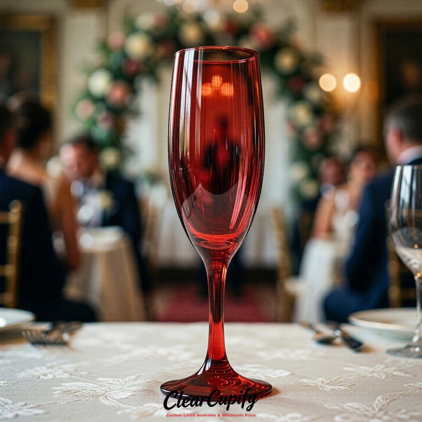 Red Clear Champagne Flutes - Wholesale 5oz/6oz/7oz Acrylic Champagne Glasses