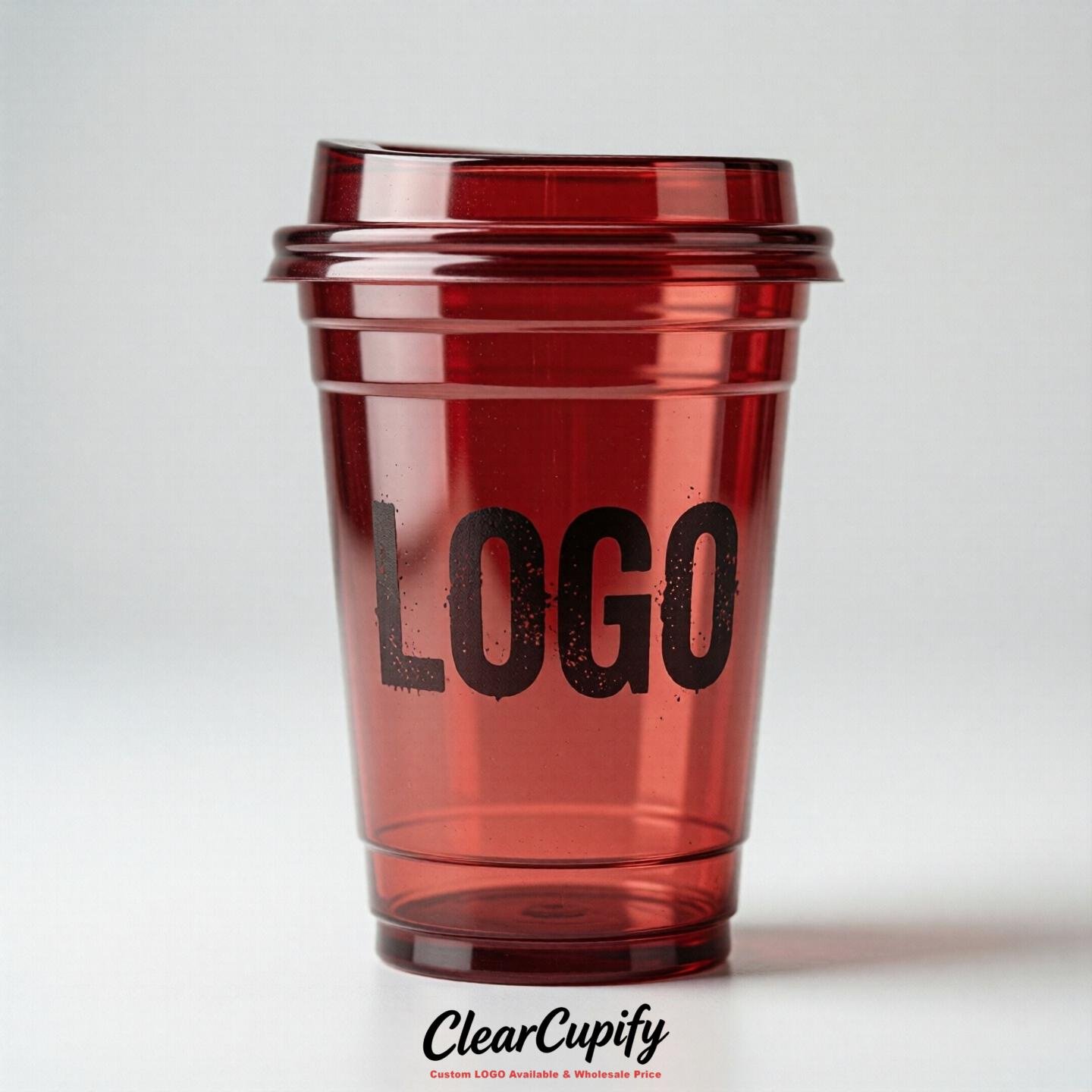 Red Clear Plastic Cups with Custom Logo 12oz / 16oz / 20oz / 24oz / 32oz Red Clear Plastic Cups with Custom Logo 12oz / 16oz / 20oz / 24oz / 32oz