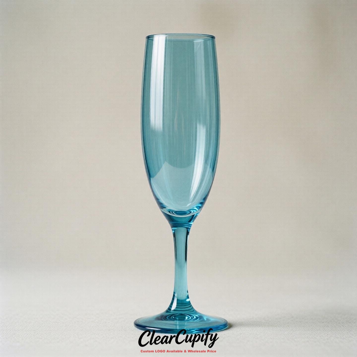 Robin Egg Blue Clear Champagne Flutes - Wholesale 5oz/6oz/7oz Acrylic Champagne Glasses