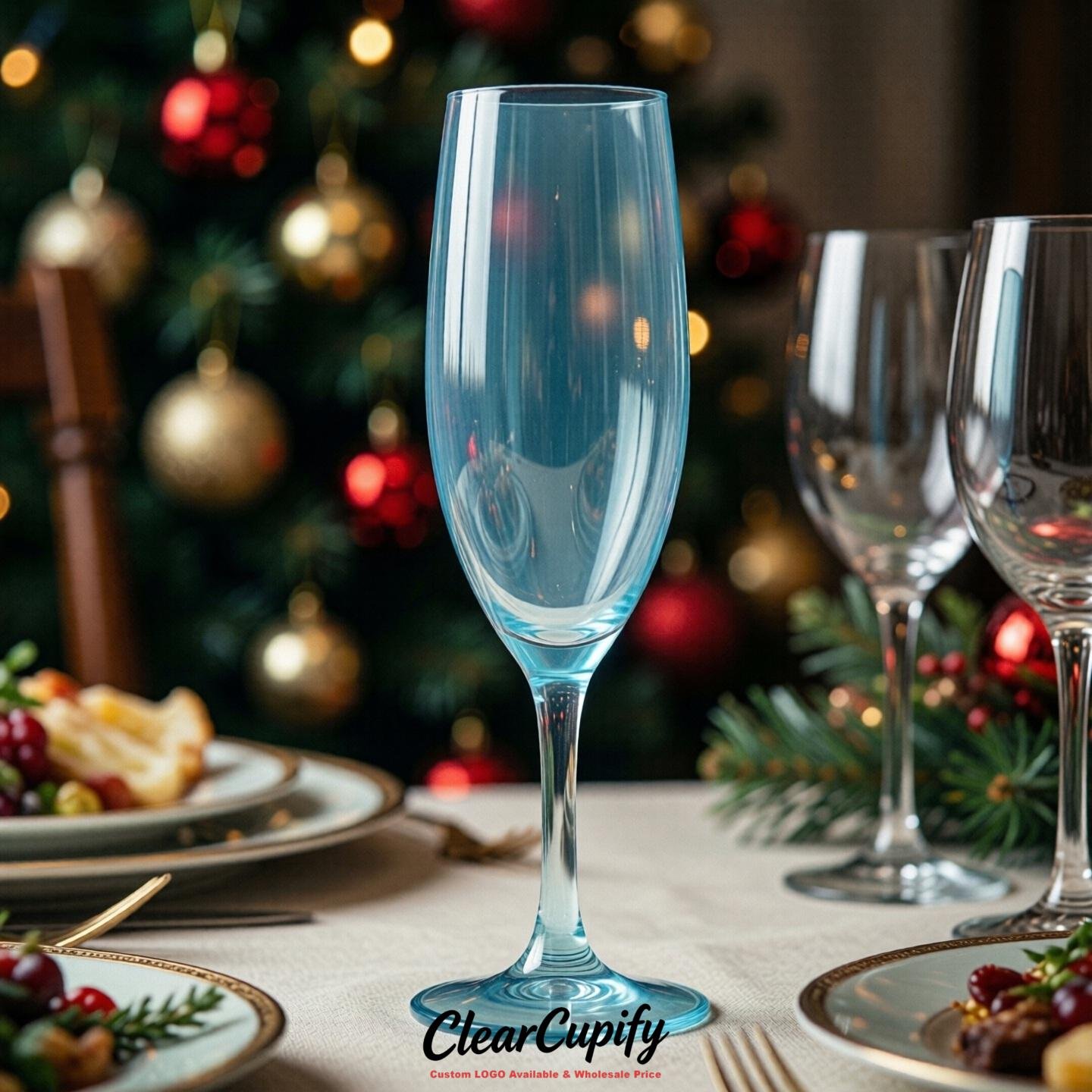 Robin Egg Blue Clear Champagne Flutes - Wholesale 5oz/6oz/7oz Acrylic Champagne Glasses