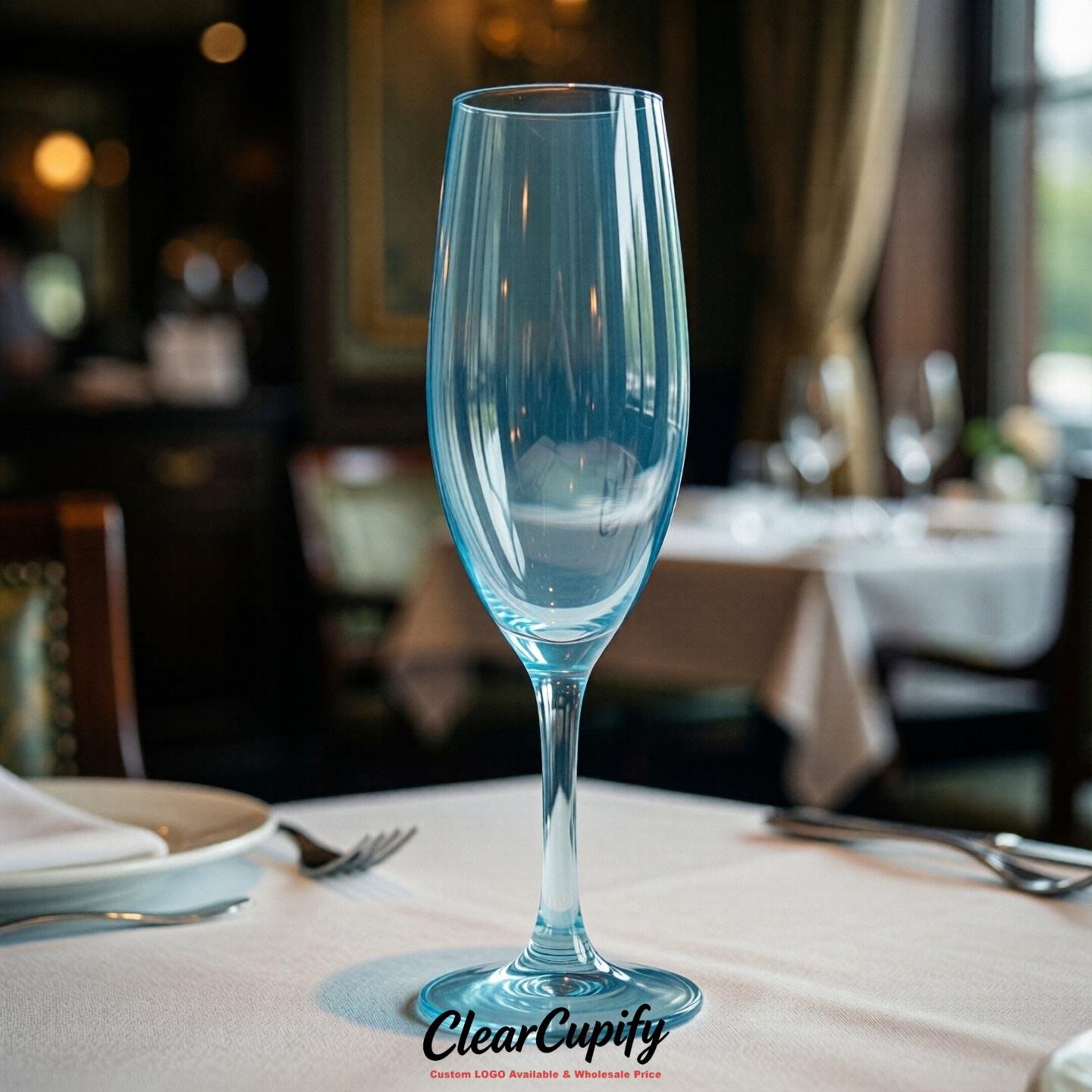 Robin Egg Blue Clear Champagne Flutes - Wholesale 5oz/6oz/7oz Acrylic Champagne Glasses