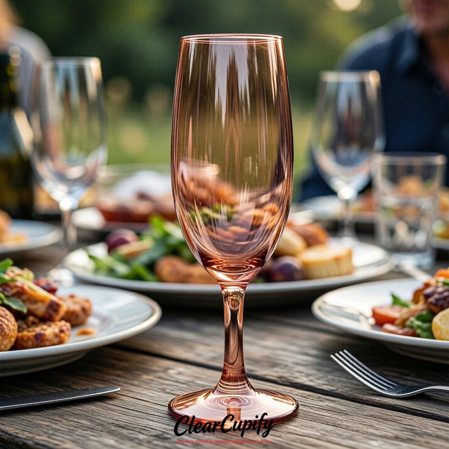 Rose Gold Clear Champagne Flutes - Wholesale 5oz/6oz/7oz Acrylic Champagne Glasses