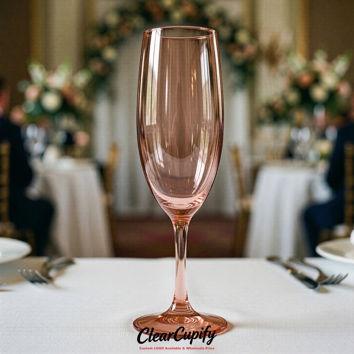 Rose Gold Clear Champagne Flutes - Wholesale 5oz/6oz/7oz Acrylic Champagne Glasses