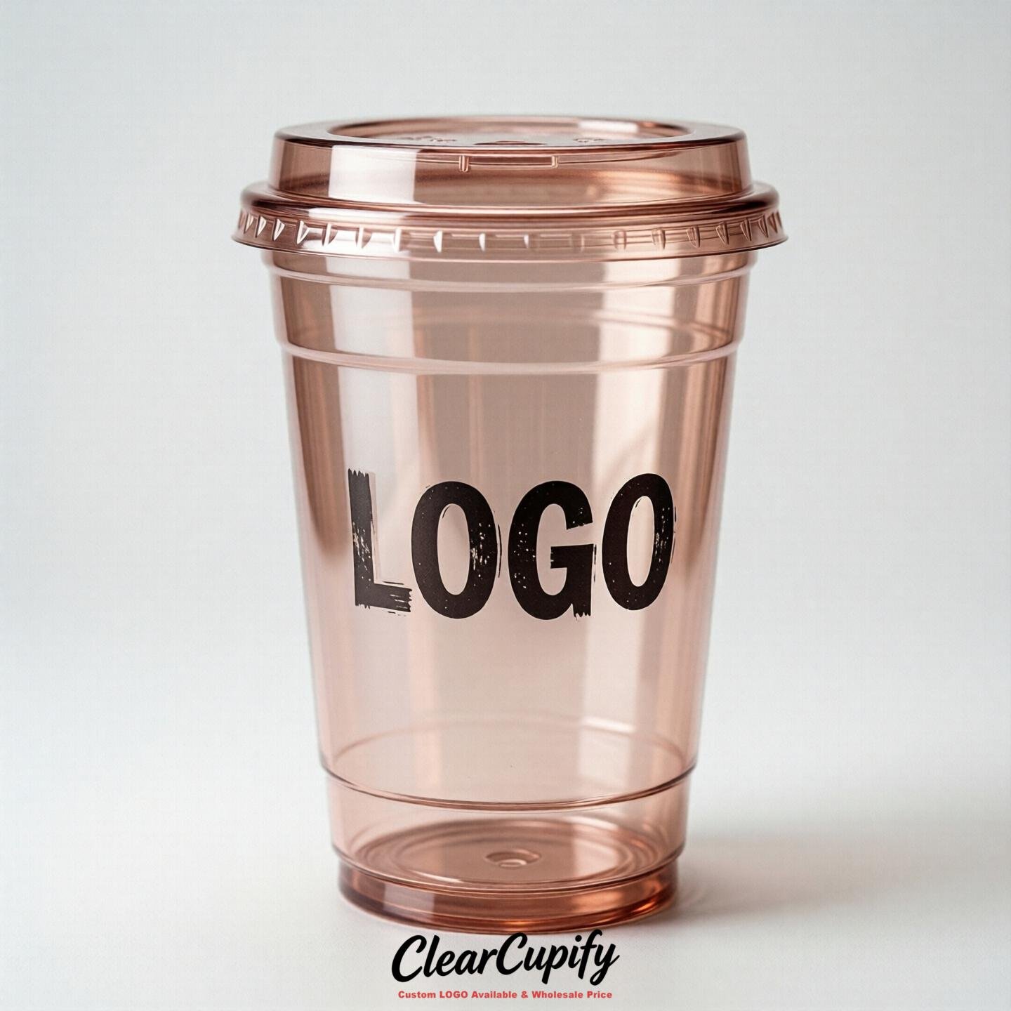 Rose Gold Clear Plastic Cups with Custom Logo 12oz / 16oz / 20oz / 24oz / 32oz
