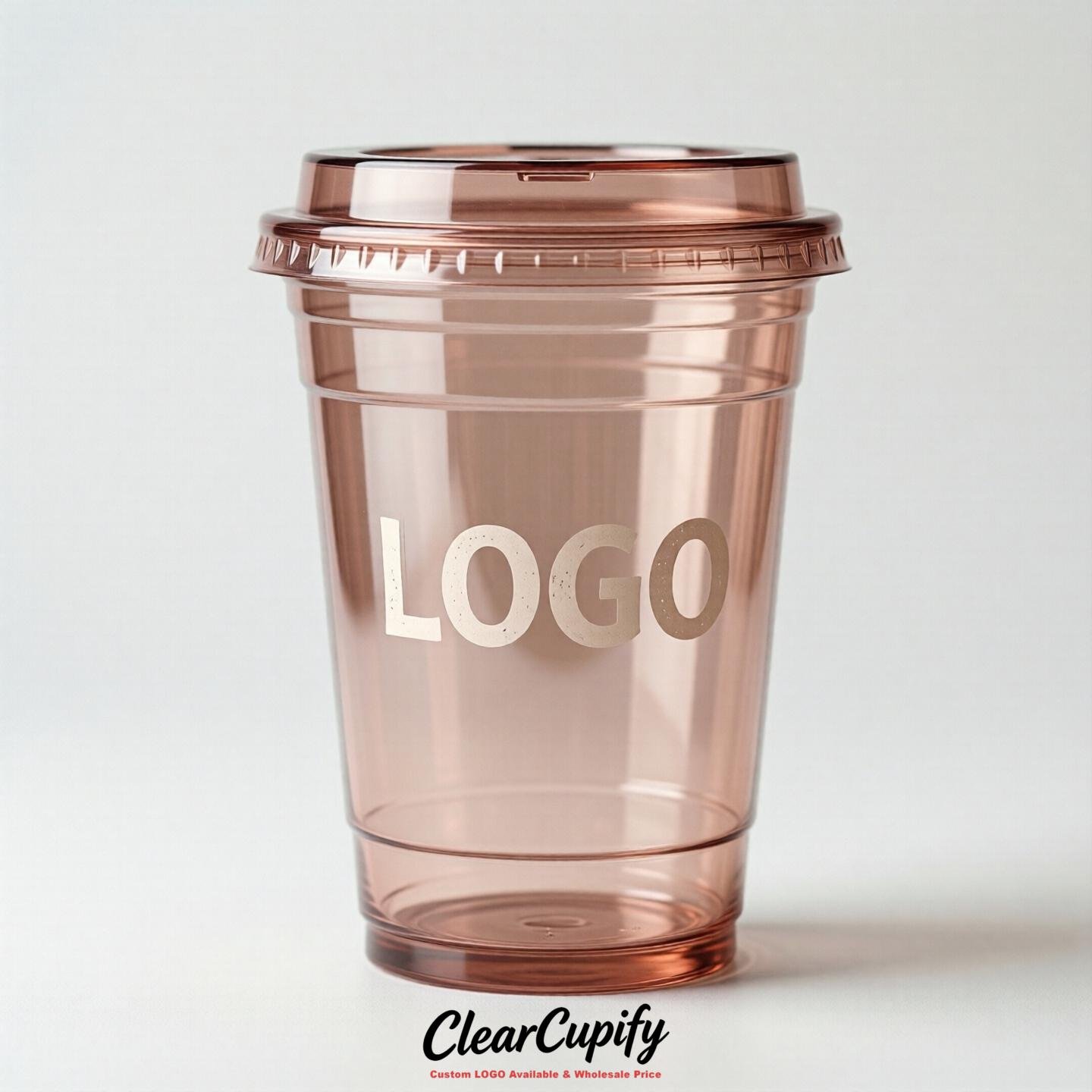 Rose Gold Clear Plastic Cups with Custom Logo 12oz / 16oz / 20oz / 24oz / 32oz