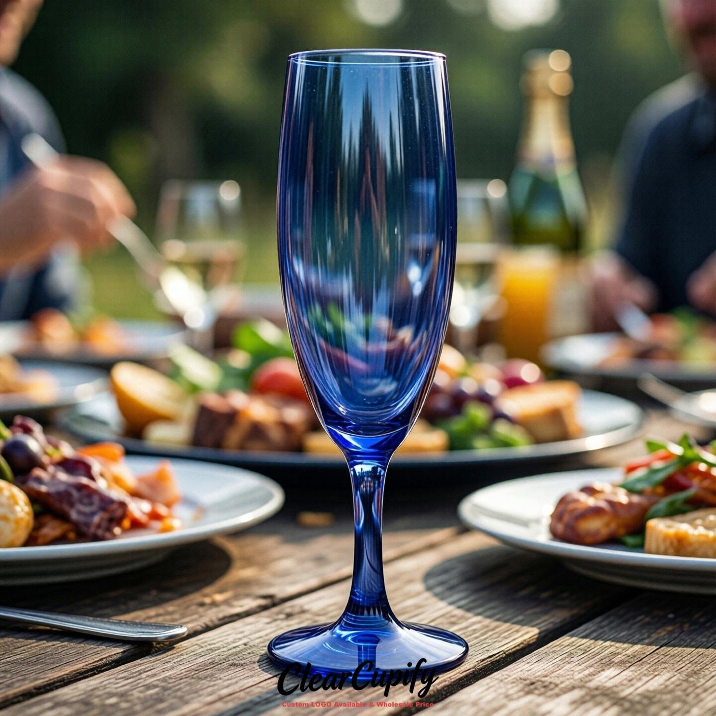 Royal Blue Clear Champagne Flutes - Wholesale 5oz/6oz/7oz Acrylic Champagne Glasses