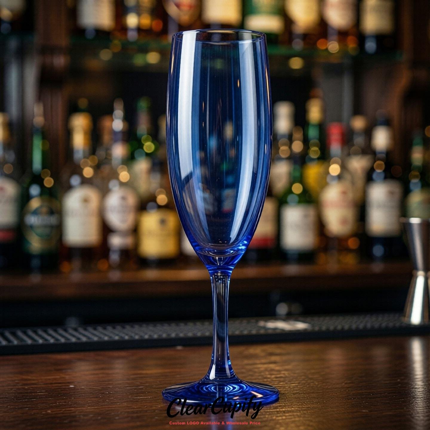 Royal Blue Clear Champagne Flutes - Wholesale 5oz/6oz/7oz Acrylic Champagne Glasses