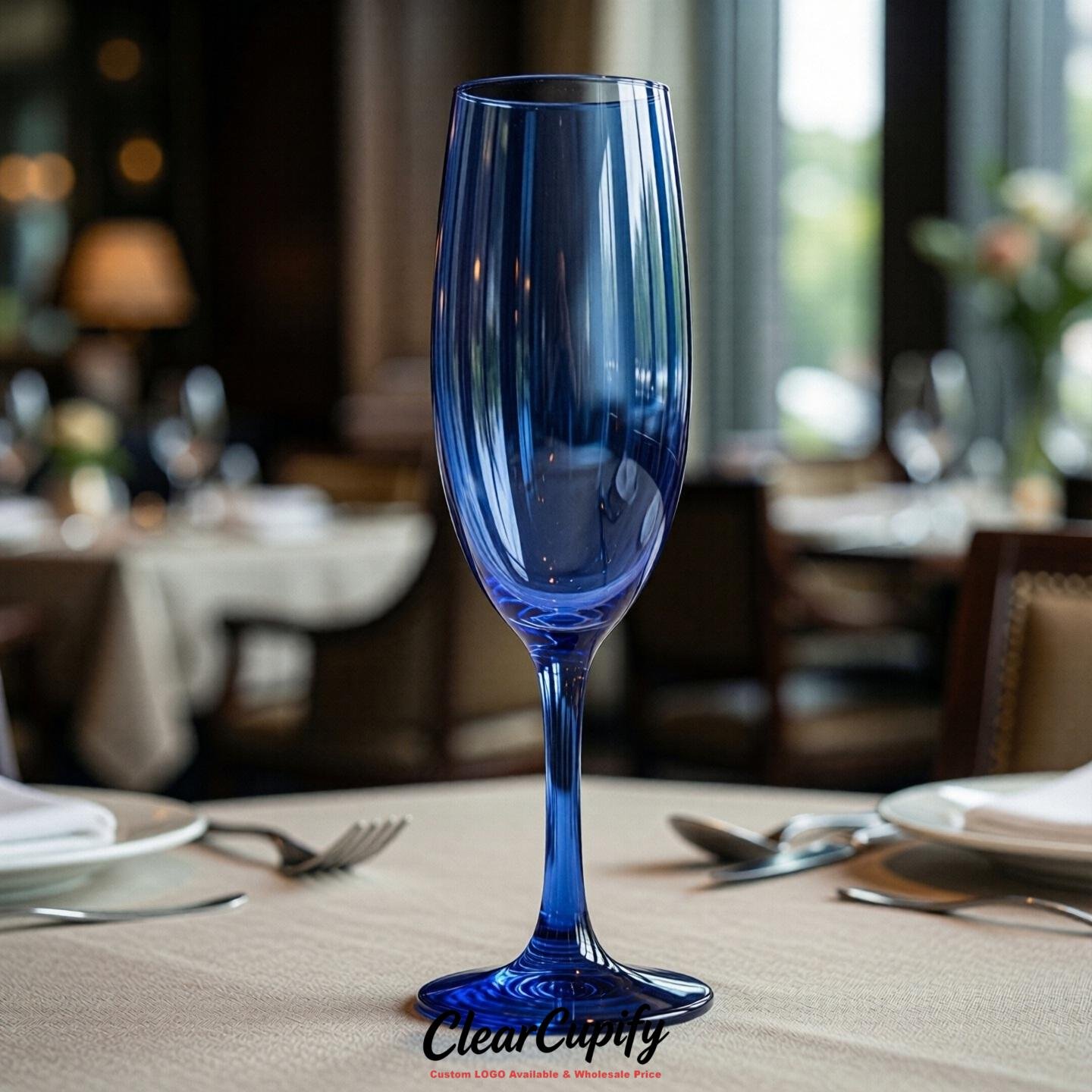 Royal Blue Clear Champagne Flutes - Wholesale 5oz/6oz/7oz Acrylic Champagne Glasses