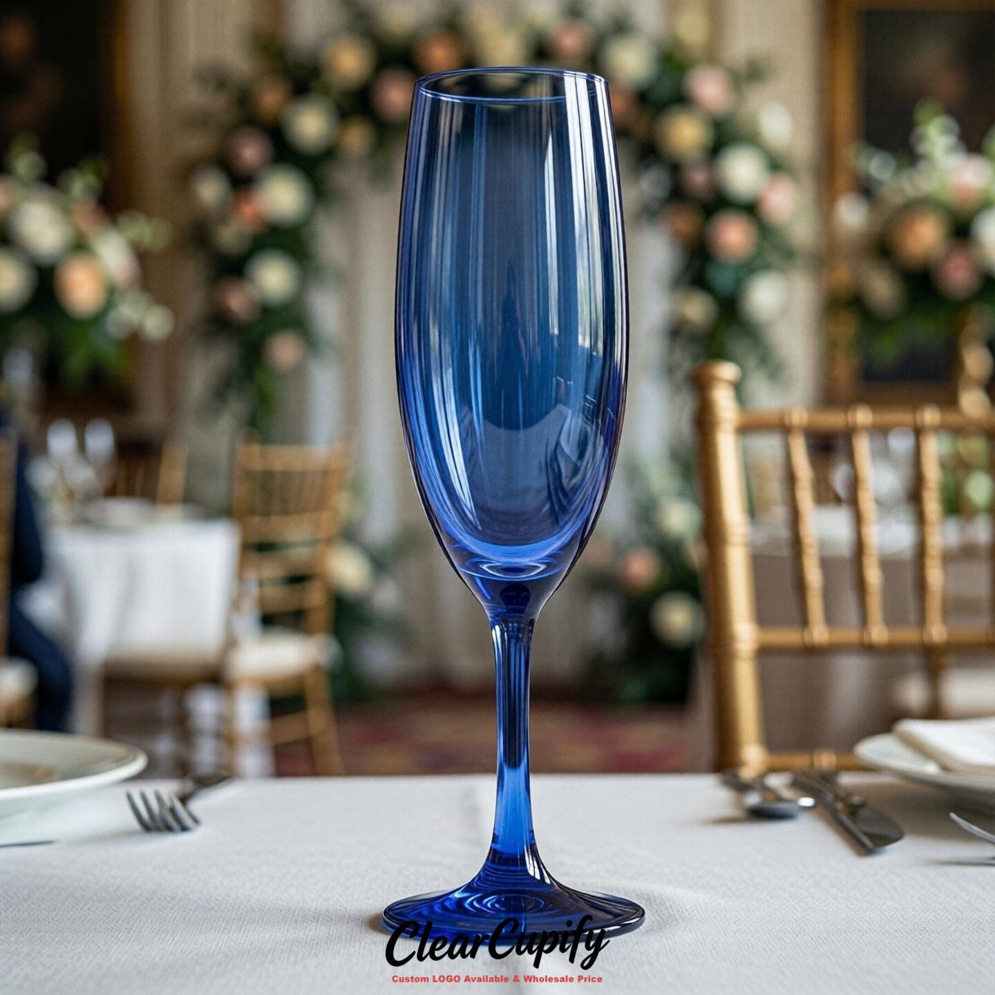 Royal Blue Clear Champagne Flutes - Wholesale 5oz/6oz/7oz Acrylic Champagne Glasses