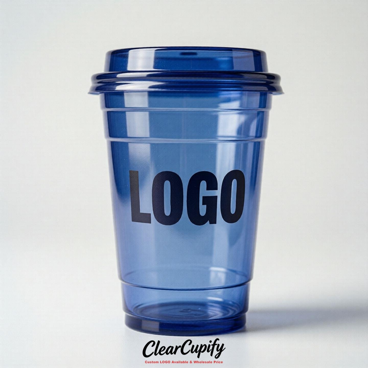 Royal Blue Clear Plastic Cups with Custom Logo 12oz / 16oz / 20oz / 24oz / 32oz