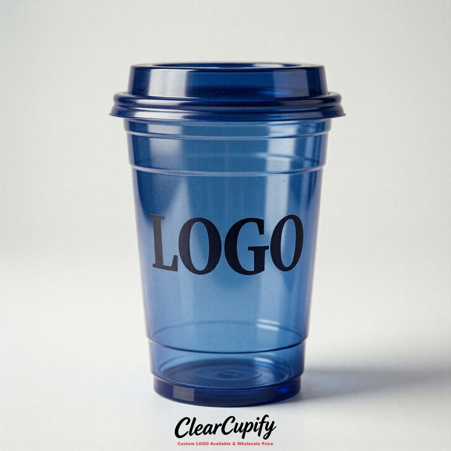 Royal Blue Clear Plastic Cups with Custom Logo 12oz / 16oz / 20oz / 24oz / 32oz