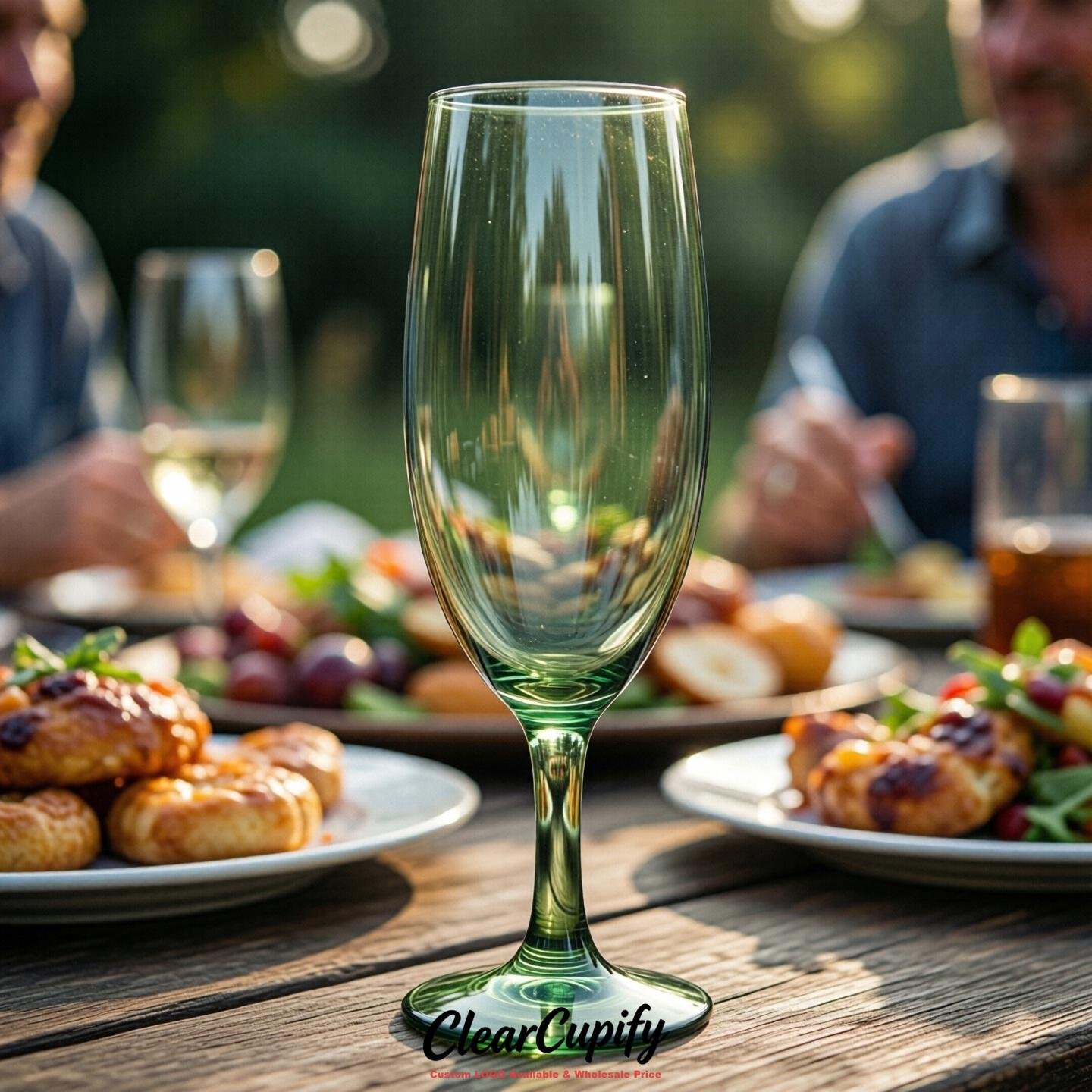 Sage Green Clear Champagne Flutes - Wholesale 5oz/6oz/7oz Acrylic Champagne Glasses