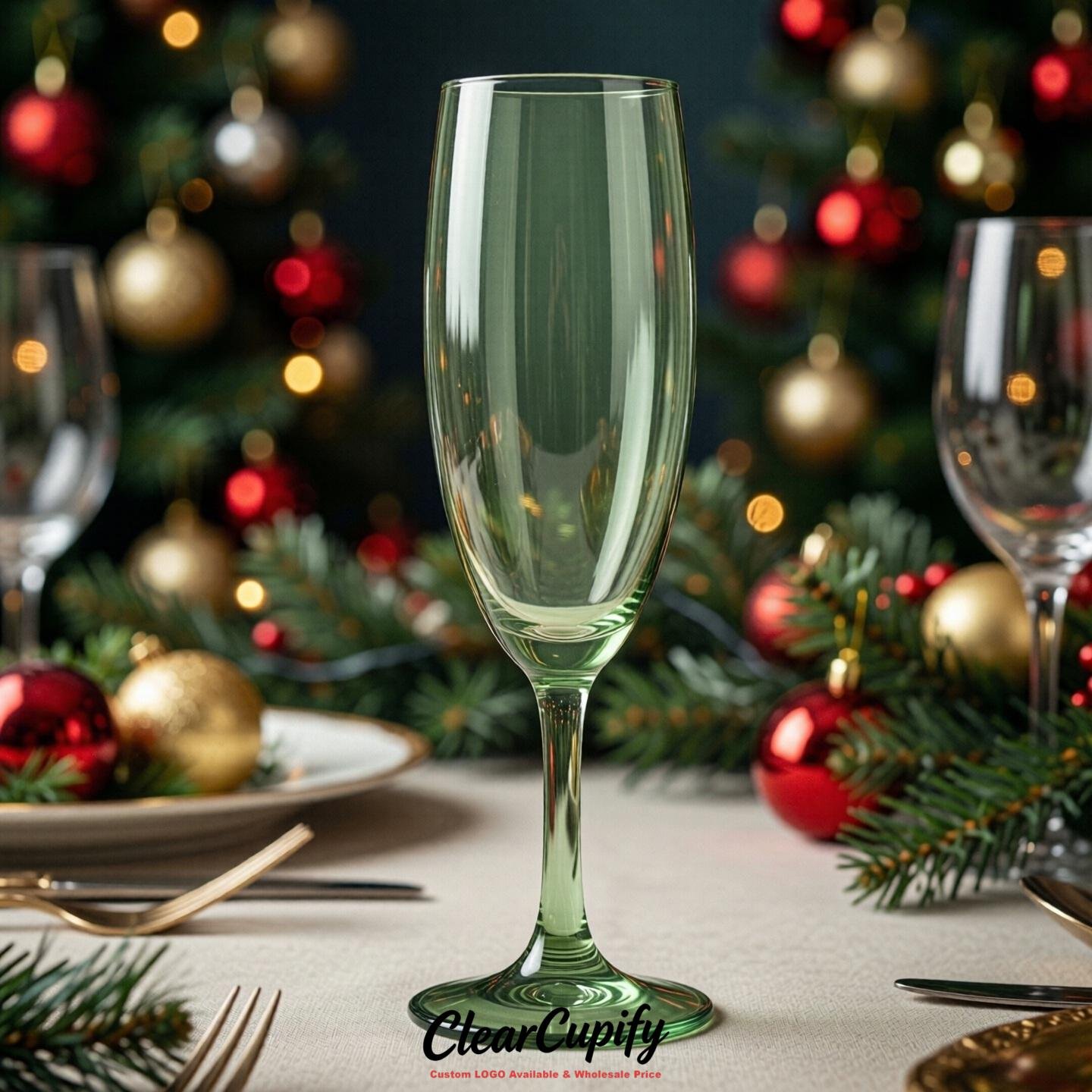 Sage Green Clear Champagne Flutes - Wholesale 5oz/6oz/7oz Acrylic Champagne Glasses