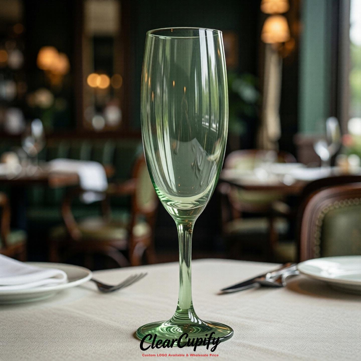 Sage Green Clear Champagne Flutes - Wholesale 5oz/6oz/7oz Acrylic Champagne Glasses