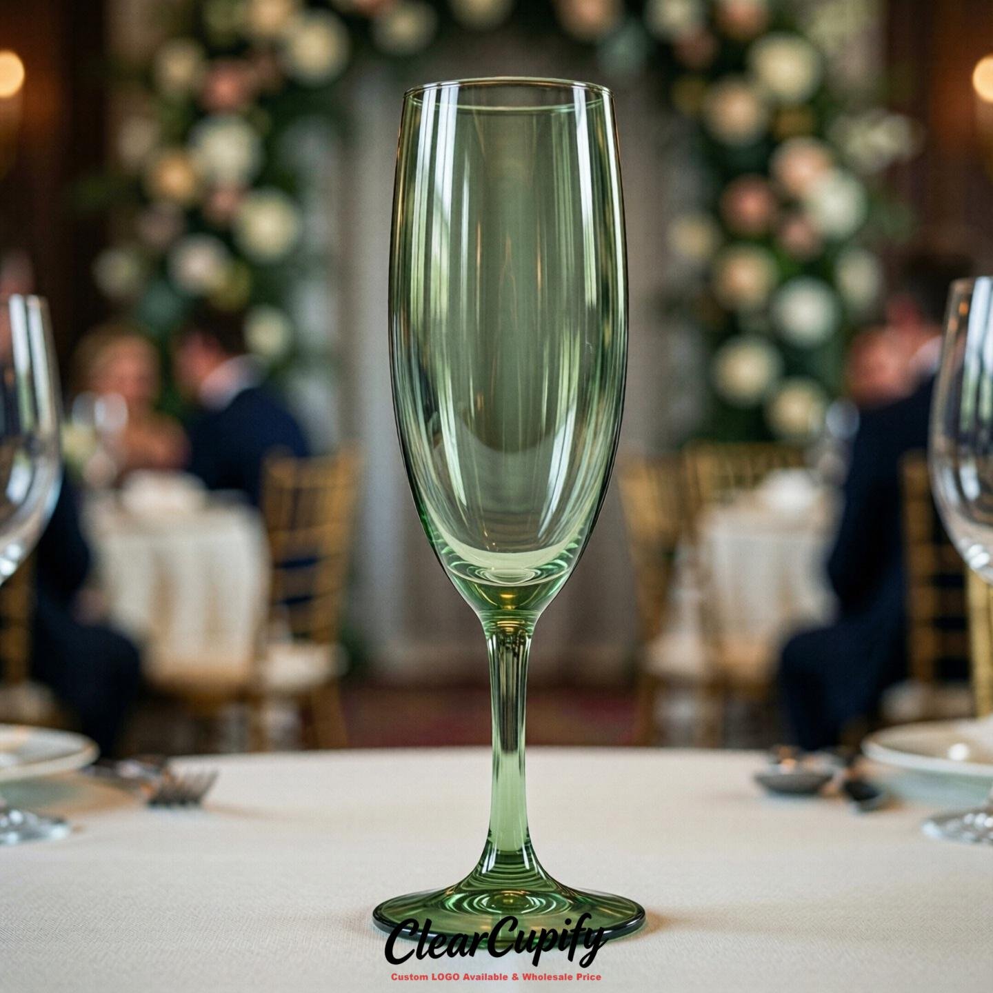 Sage Green Clear Champagne Flutes - Wholesale 5oz/6oz/7oz Acrylic Champagne Glasses