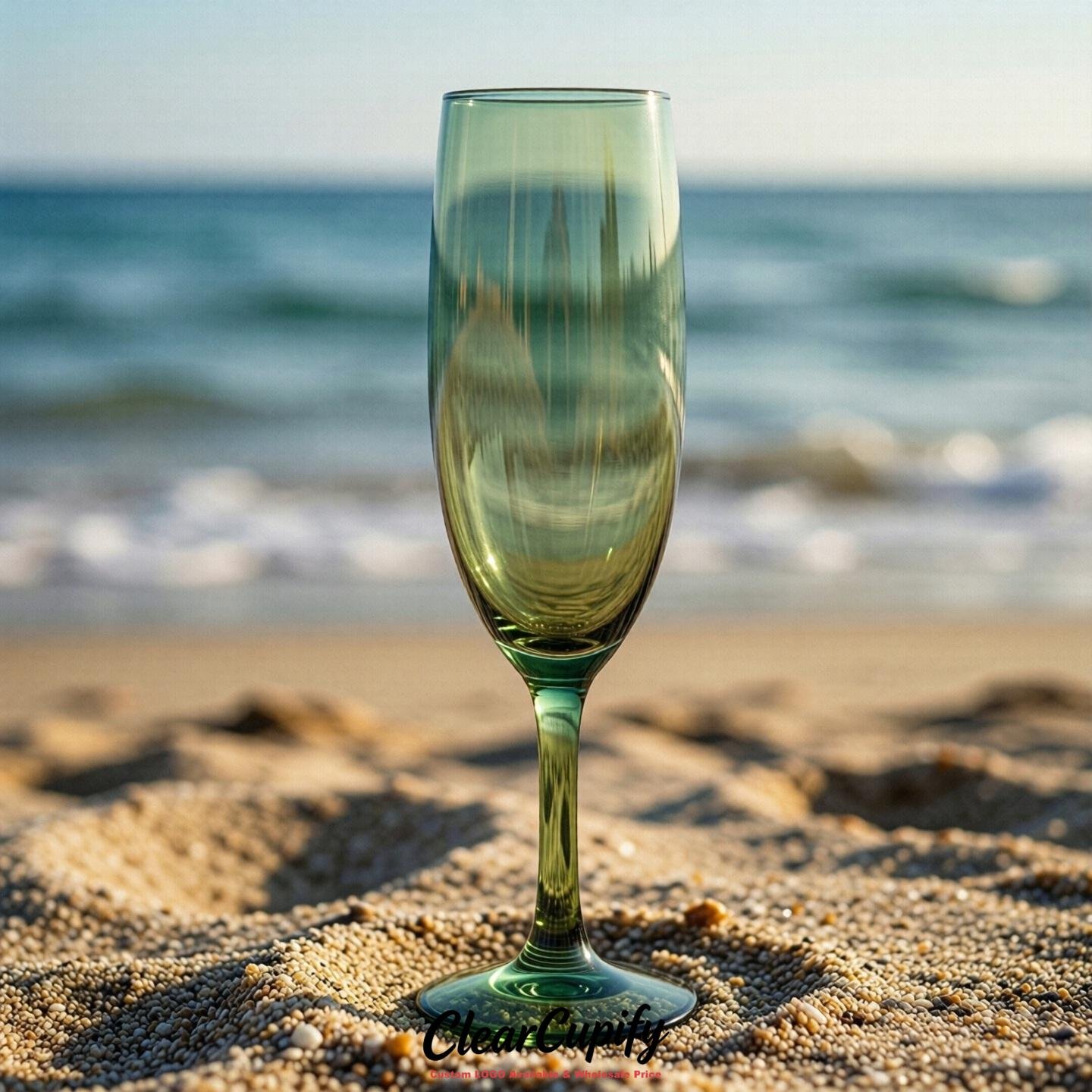 Sage Green Clear Champagne Flutes - Wholesale 5oz/6oz/7oz Acrylic Champagne Glasses