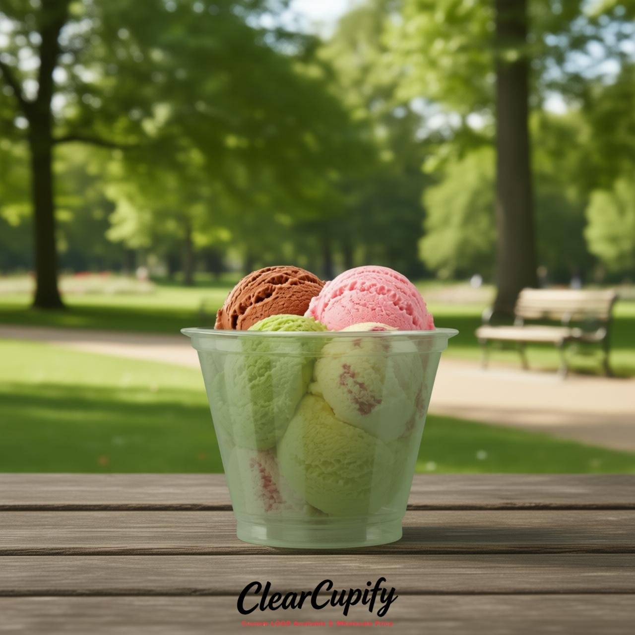 Sage Green Clear Plastic Ice Cream Cups Wholesale with Custom Logo