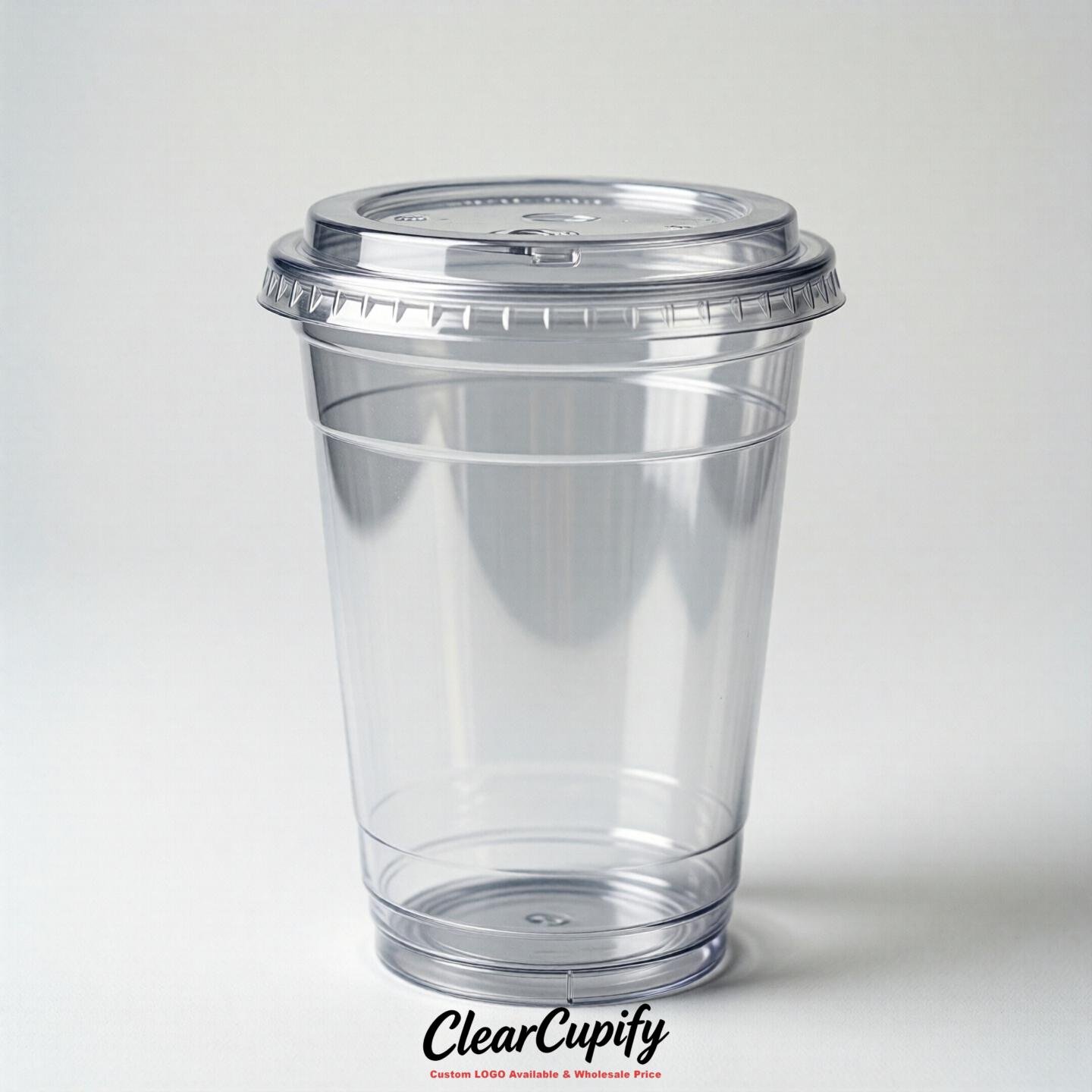 Blank Translucent Silver Clear Plastic Cups with Lids - Choice of PET/PP/PLA