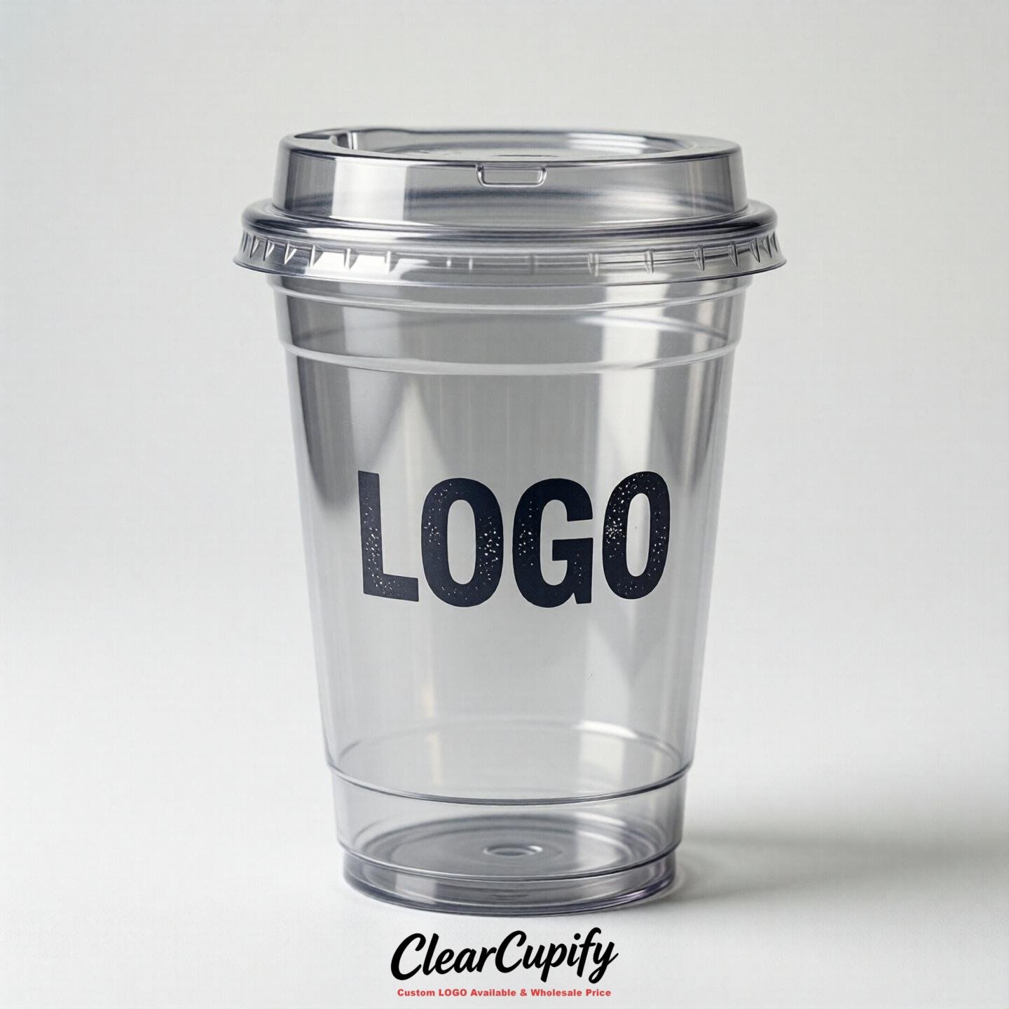 Silver Clear Plastic Cups with Custom Logo 12oz / 16oz / 20oz / 24oz / 32oz