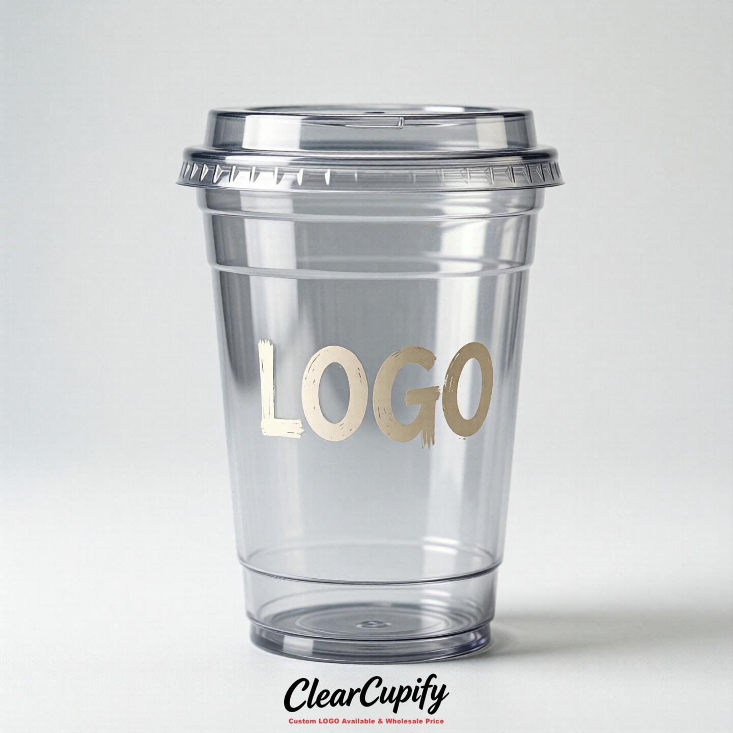 Silver Clear Plastic Cups with Custom Logo 12oz / 16oz / 20oz / 24oz / 32oz