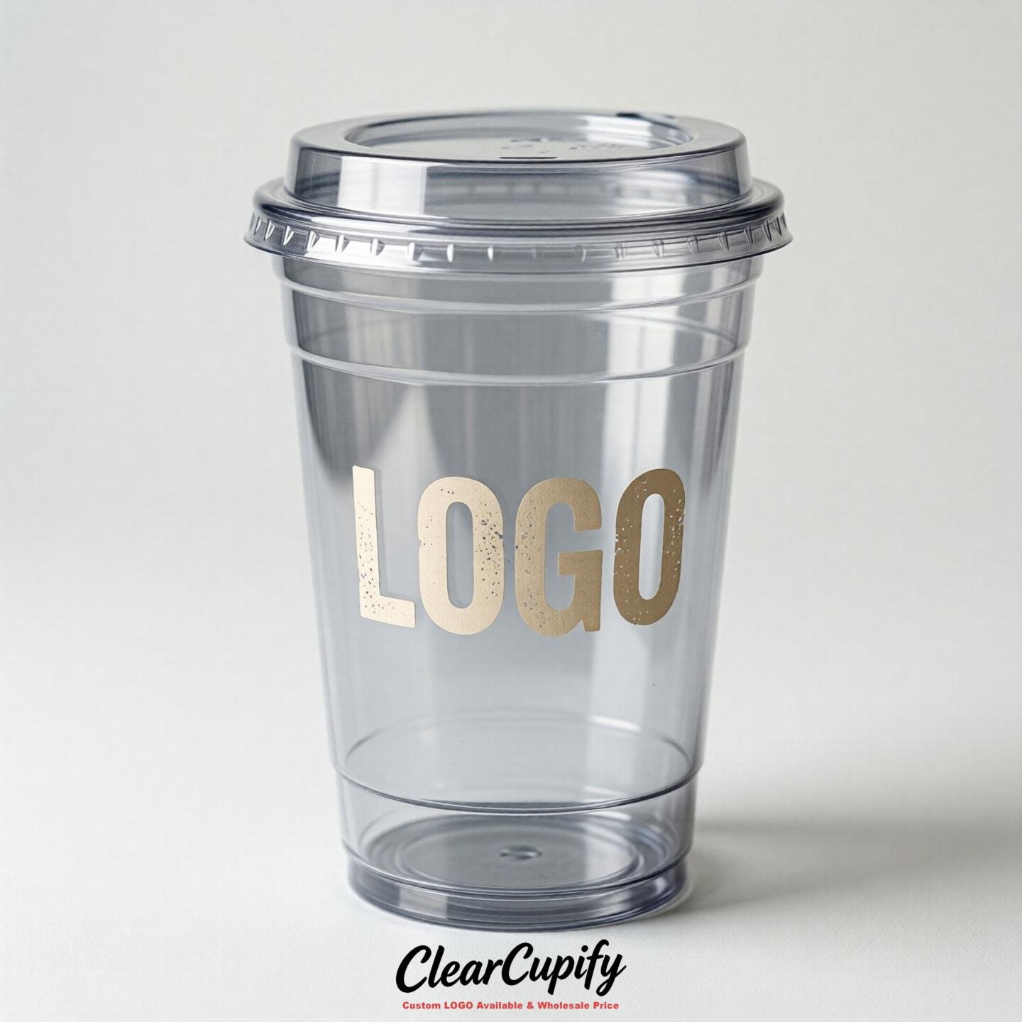 Silver Clear Plastic Cups with Custom Logo 12oz / 16oz / 20oz / 24oz / 32oz
