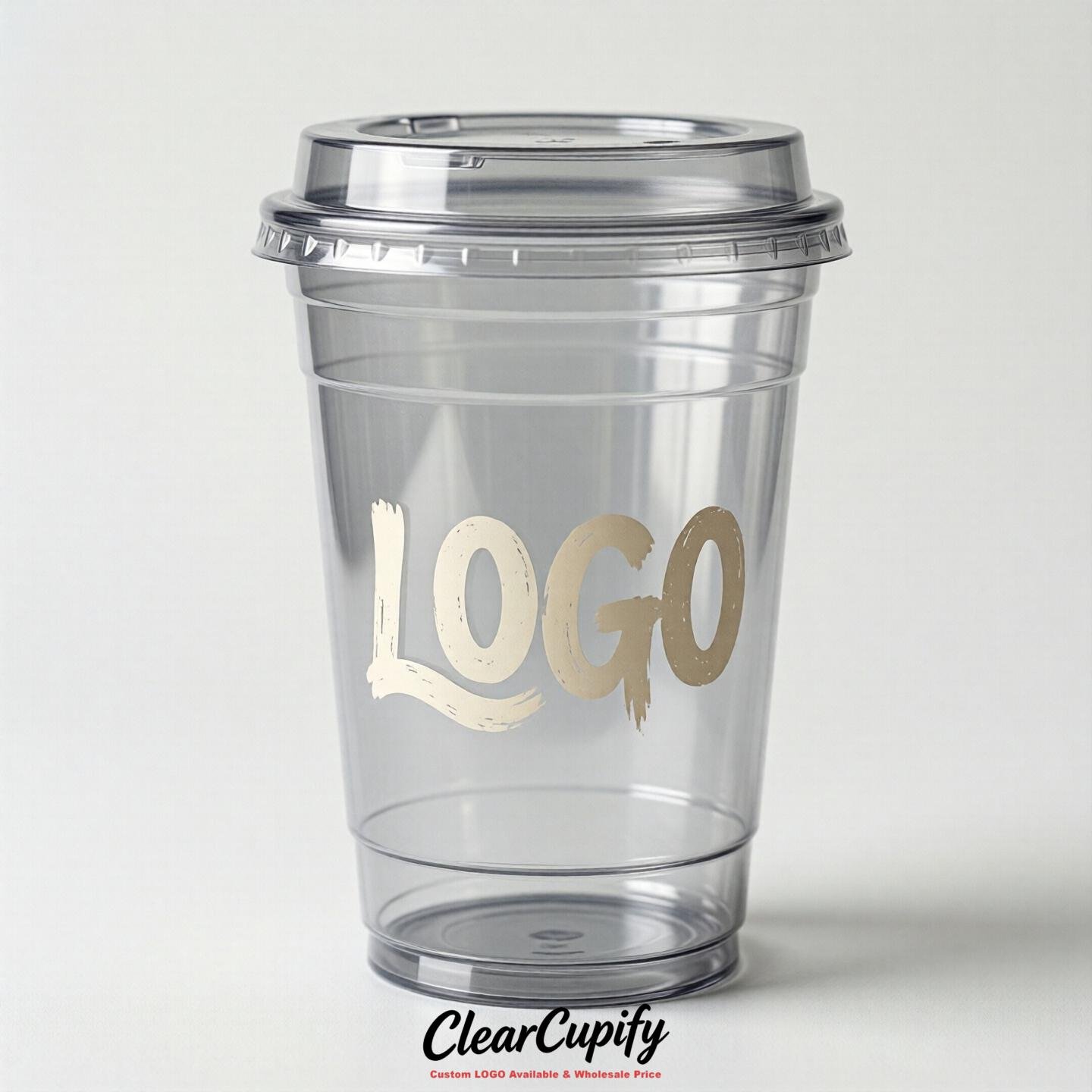 Silver Clear Plastic Cups with Custom Logo 12oz / 16oz / 20oz / 24oz / 32oz