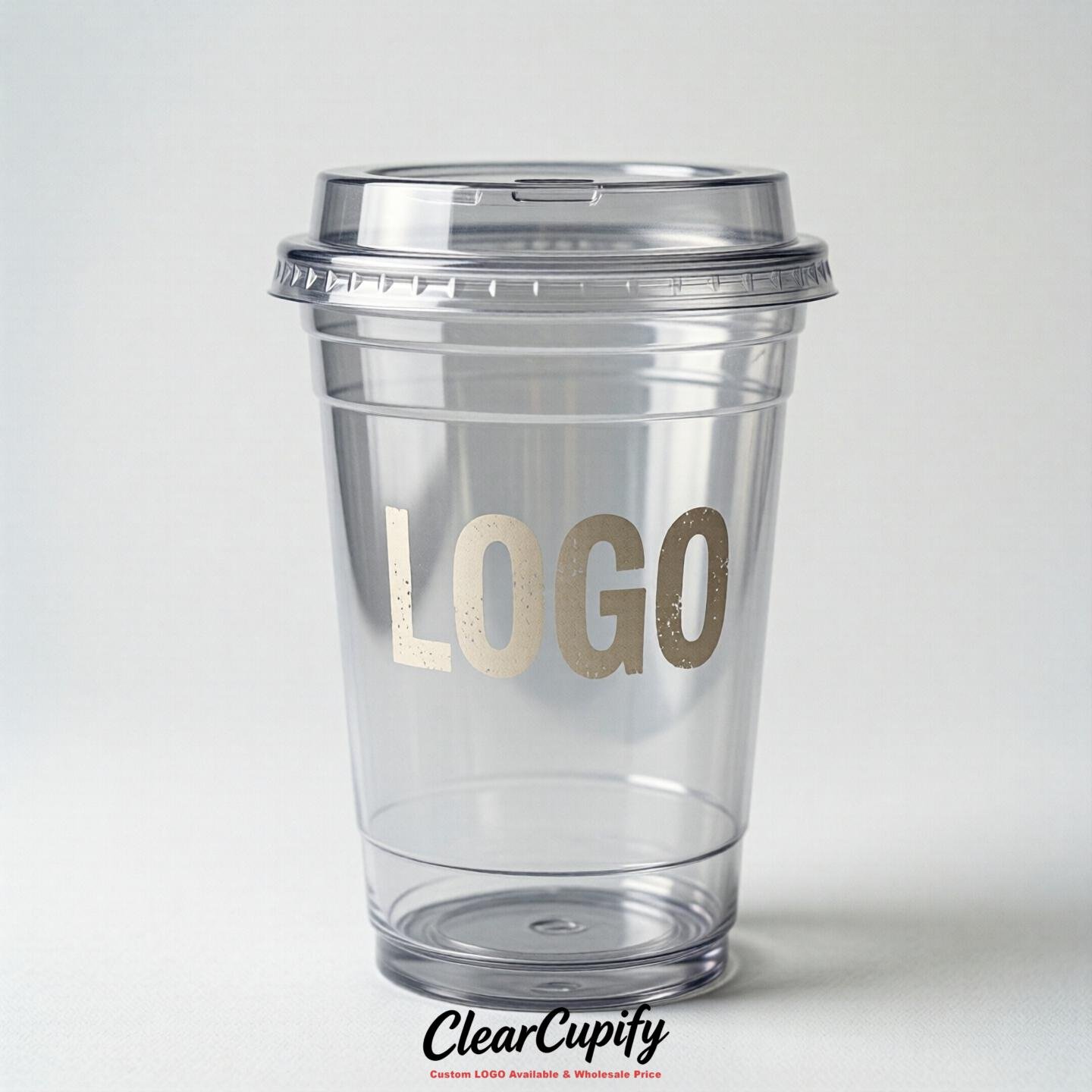 Silver Clear Plastic Cups with Custom Logo 12oz / 16oz / 20oz / 24oz / 32oz