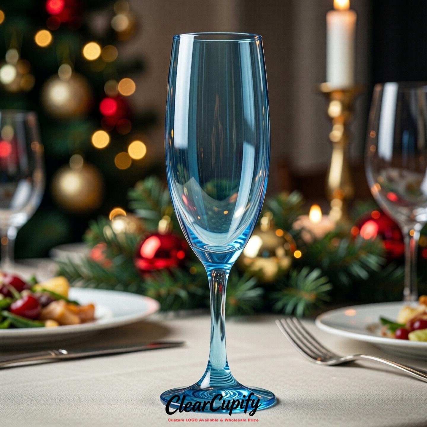 Sky Blue Clear Champagne Flutes - Wholesale 5oz/6oz/7oz Acrylic Champagne Glasses