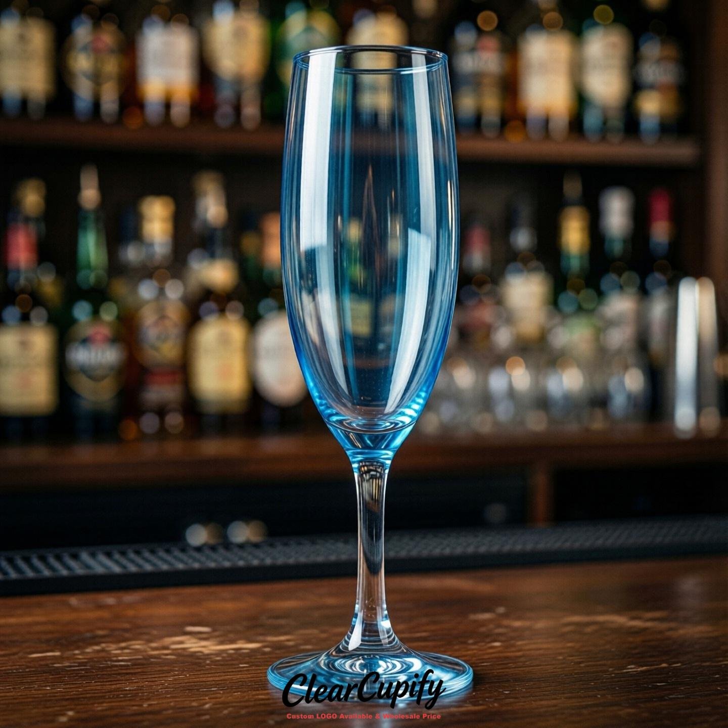 Sky Blue Clear Champagne Flutes - Wholesale 5oz/6oz/7oz Acrylic Champagne Glasses