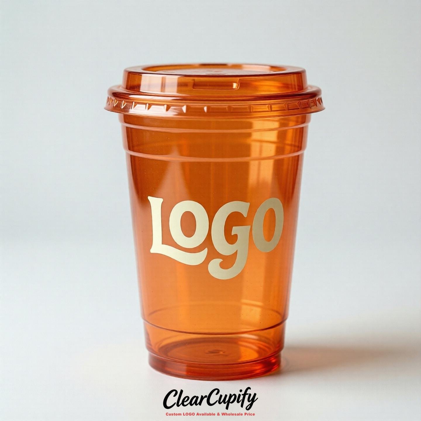Tangerine Clear Plastic Cups with Custom Logo 12oz / 16oz / 20oz / 24oz / 32oz Tangerine Clear Plastic Cups with Custom Logo 12oz / 16oz / 20oz / 24oz / 32oz