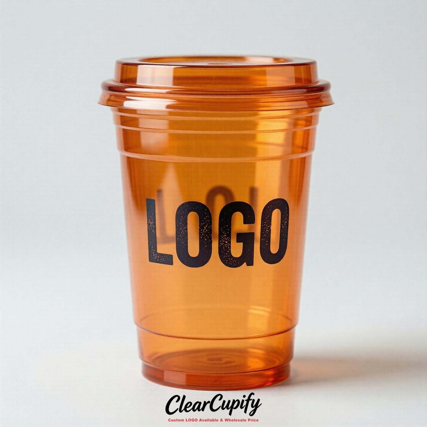 Tangerine Clear Plastic Cups with Custom Logo 12oz / 16oz / 20oz / 24oz / 32oz