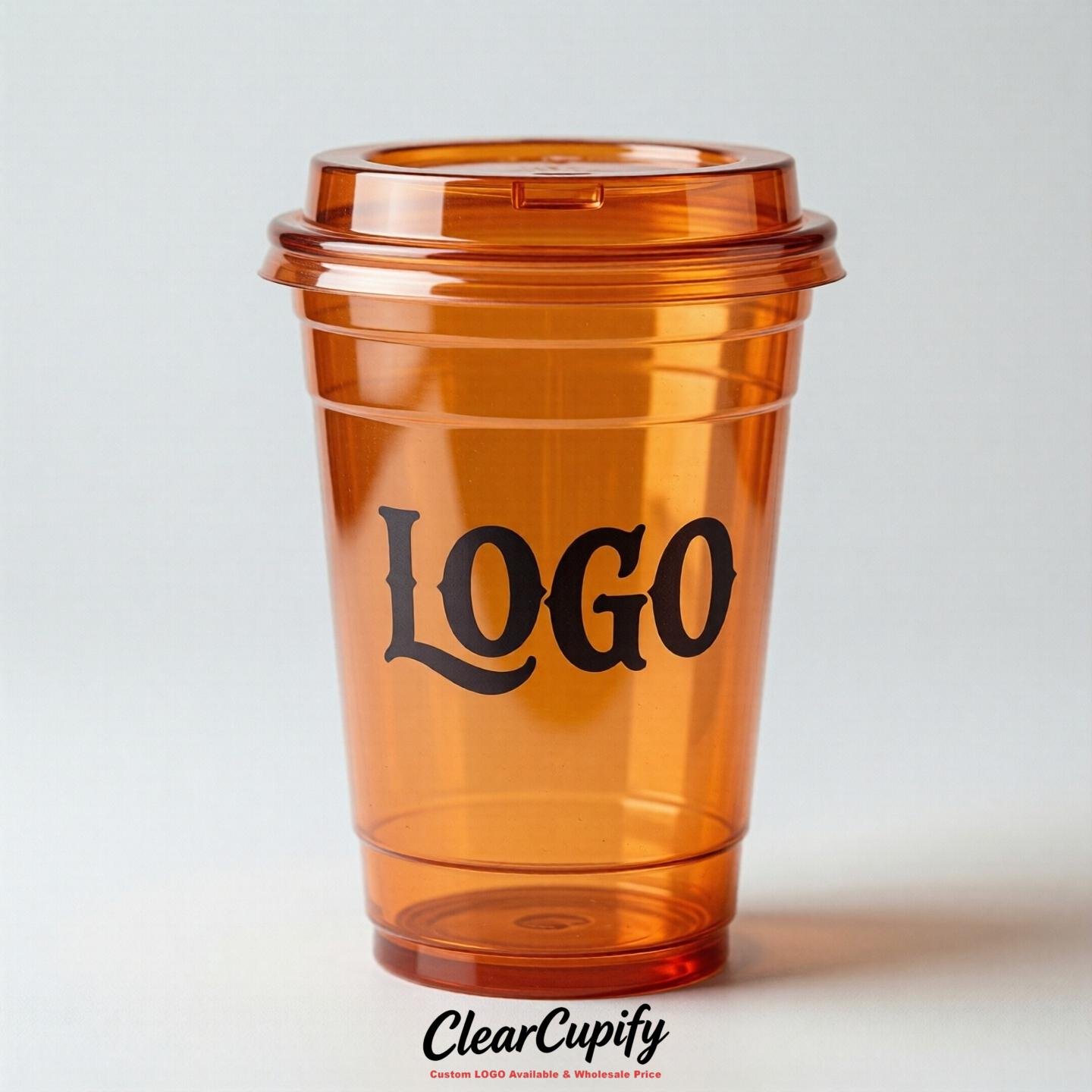 Tangerine Clear Plastic Cups with Custom Logo 12oz / 16oz / 20oz / 24oz / 32oz