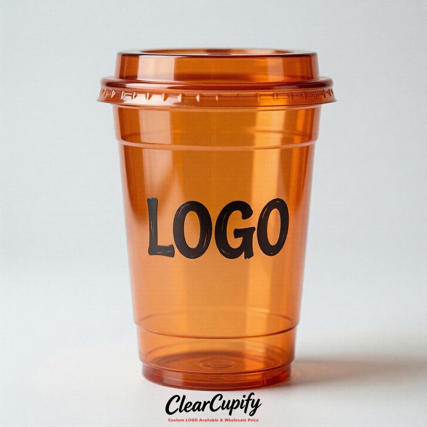 Tangerine Clear Plastic Cups with Custom Logo 12oz / 16oz / 20oz / 24oz / 32oz