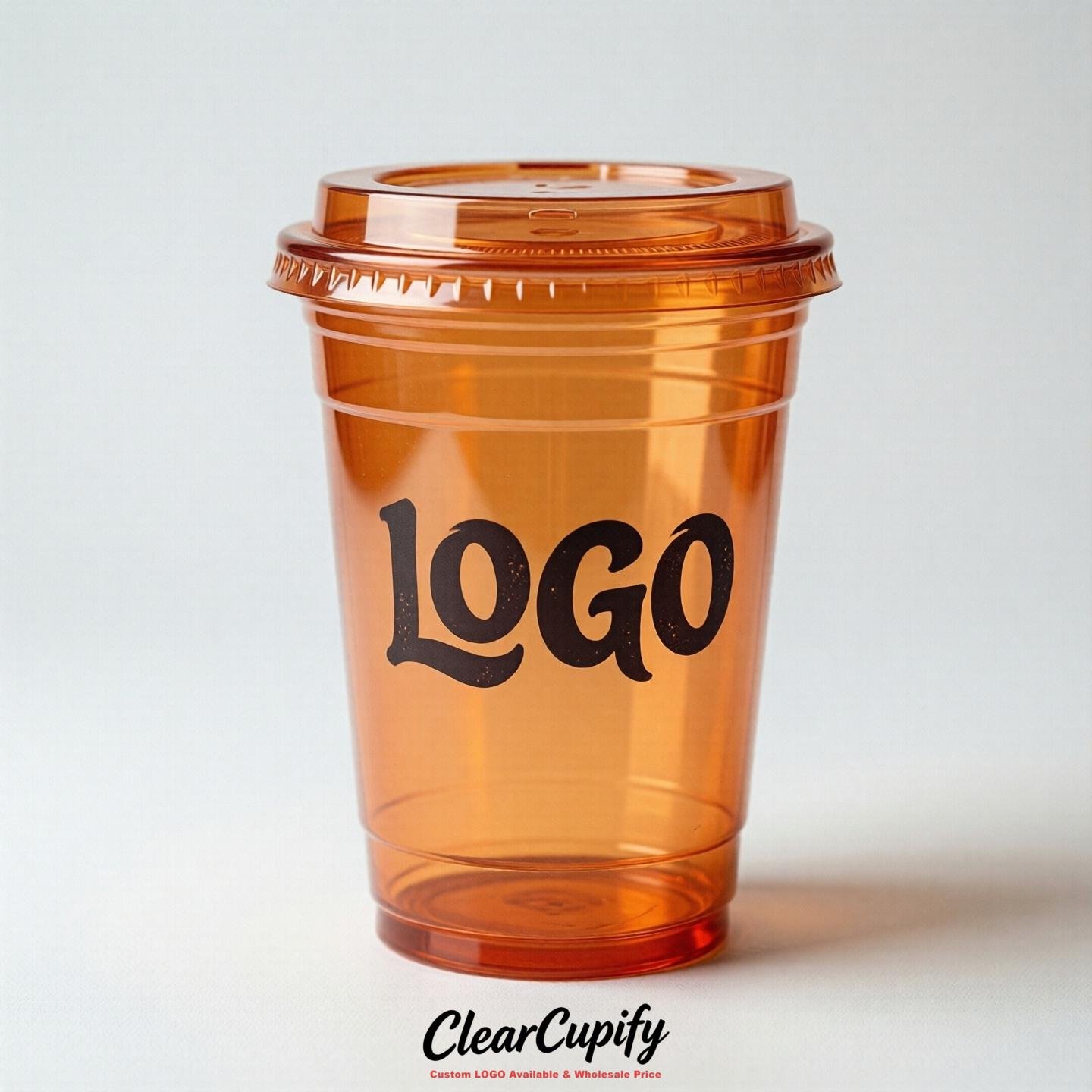 Tangerine Clear Plastic Cups with Custom Logo 12oz / 16oz / 20oz / 24oz / 32oz