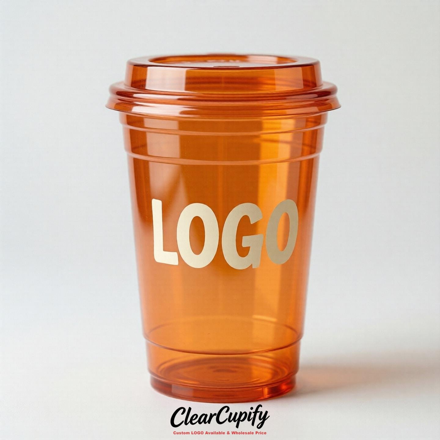 Tangerine Clear Plastic Cups with Custom Logo 12oz / 16oz / 20oz / 24oz / 32oz