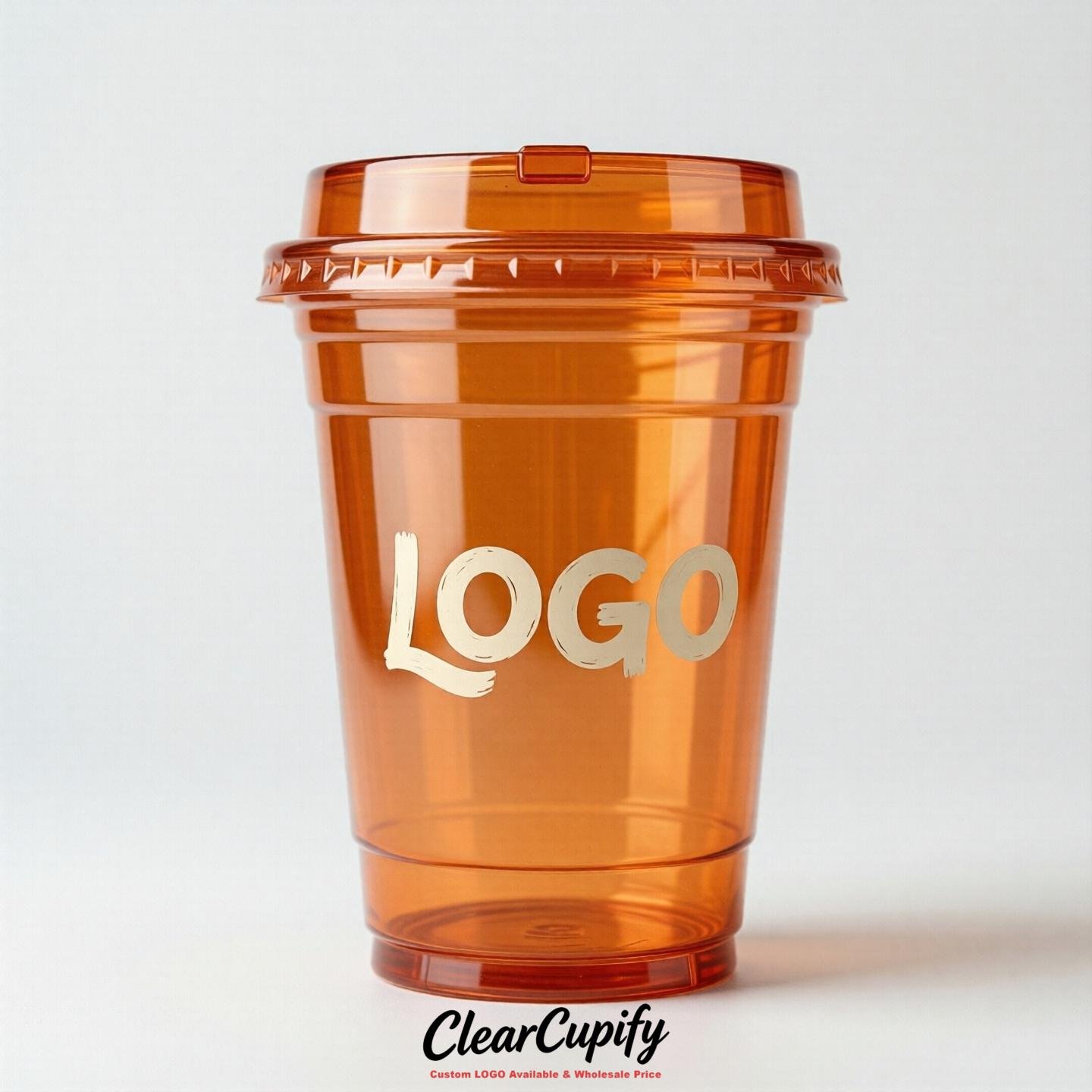 Tangerine Clear Plastic Cups with Custom Logo 12oz / 16oz / 20oz / 24oz / 32oz