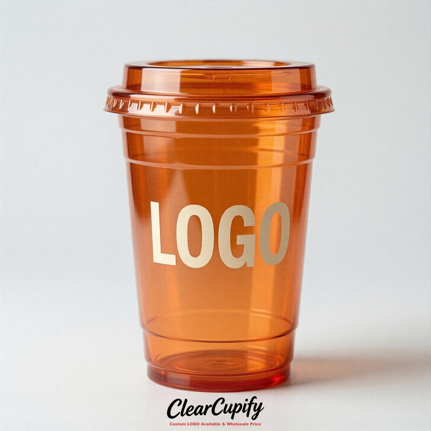 Tangerine Clear Plastic Cups with Custom Logo 12oz / 16oz / 20oz / 24oz / 32oz