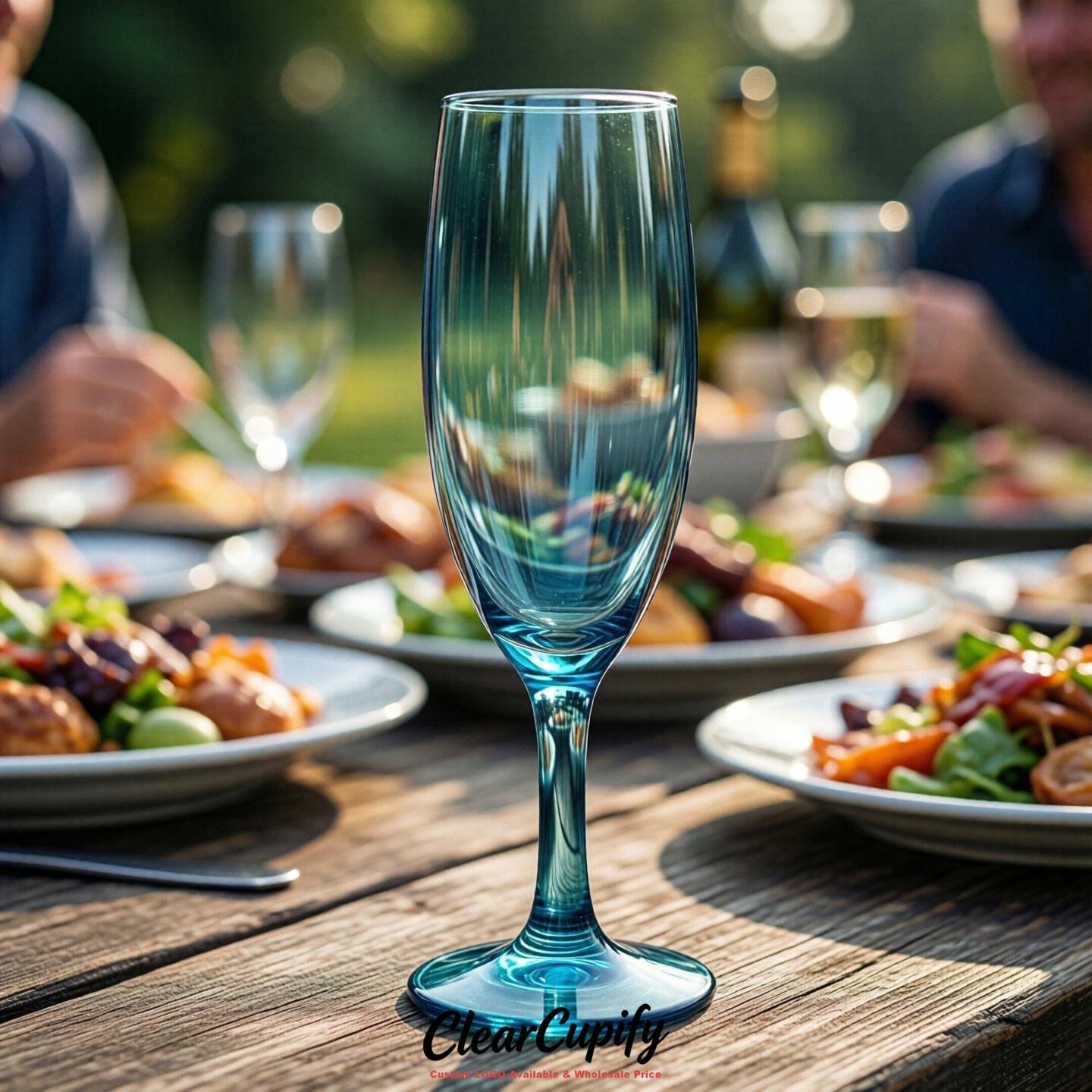 Teal Clear Champagne Flutes - Wholesale 5oz/6oz/7oz Acrylic Champagne Glasses