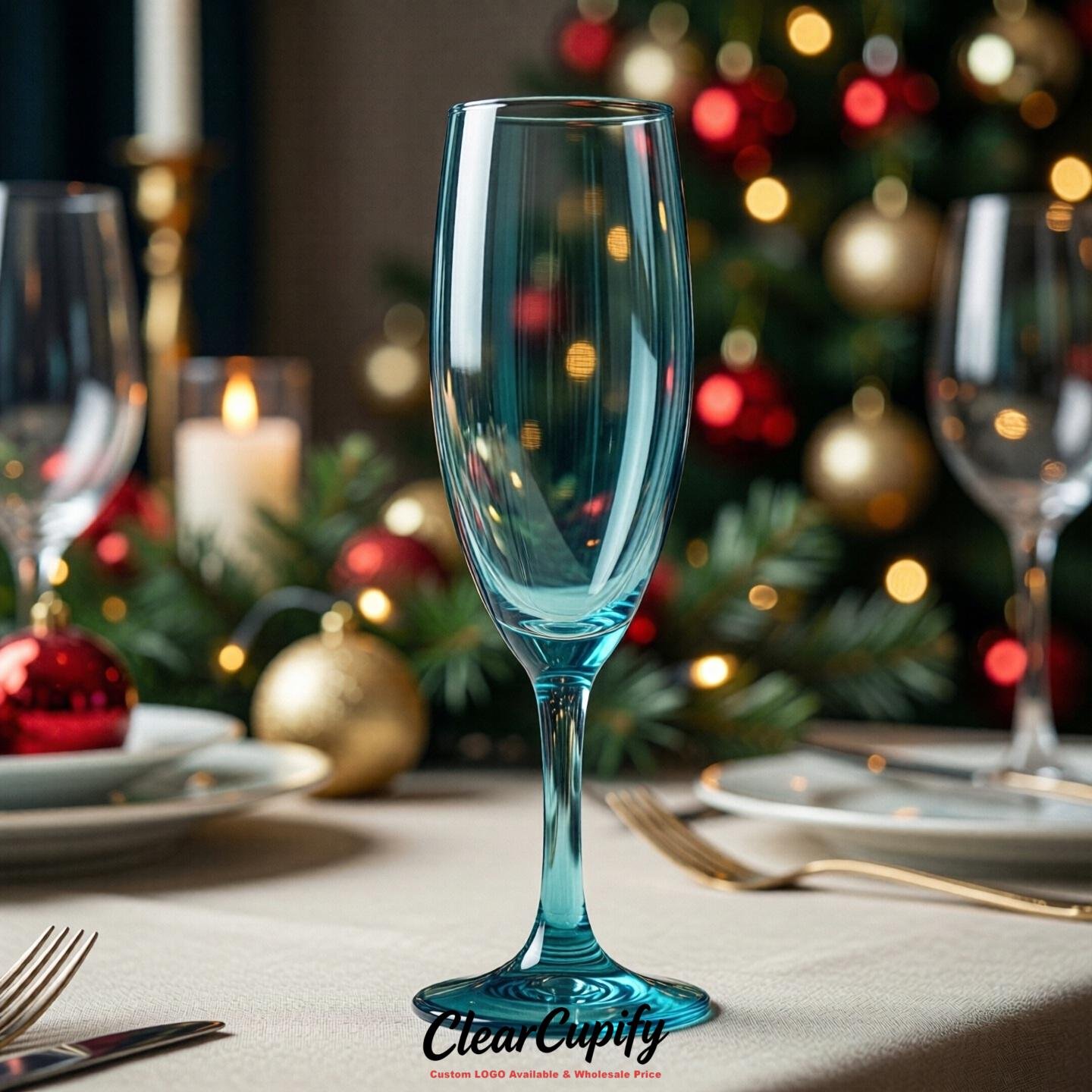 Teal Clear Champagne Flutes - Wholesale 5oz/6oz/7oz Acrylic Champagne Glasses
