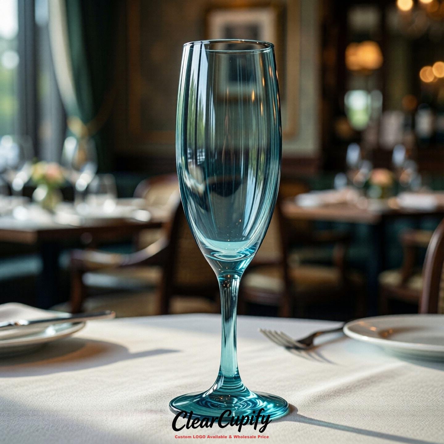 Teal Clear Champagne Flutes - Wholesale 5oz/6oz/7oz Acrylic Champagne Glasses