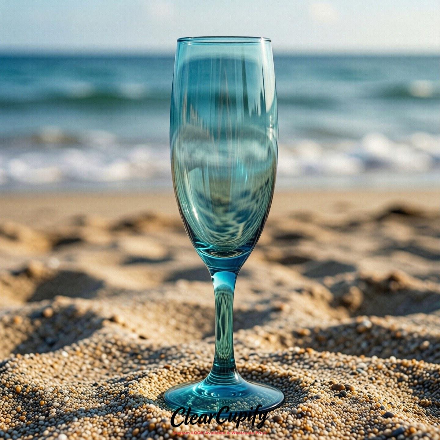 Teal Clear Champagne Flutes - Wholesale 5oz/6oz/7oz Acrylic Champagne Glasses