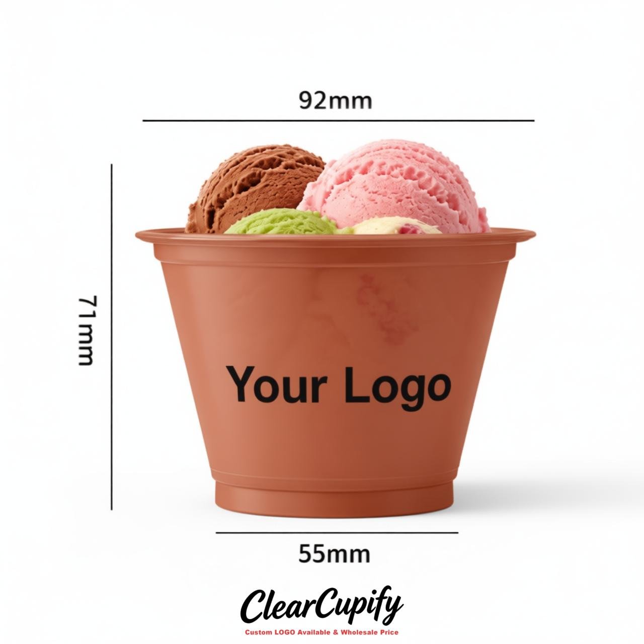 Terracotta Clear Plastic Ice Cream Cups Wholesale with Custom Logo
