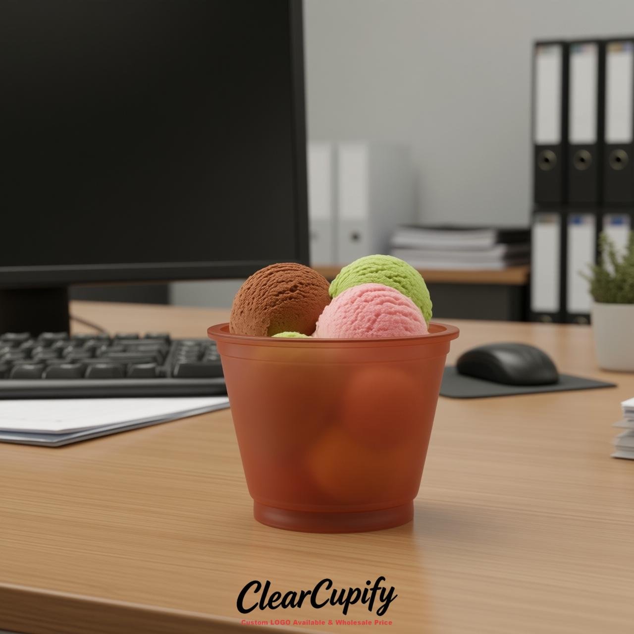 Terracotta Clear Plastic Ice Cream Cups Wholesale with Custom Logo