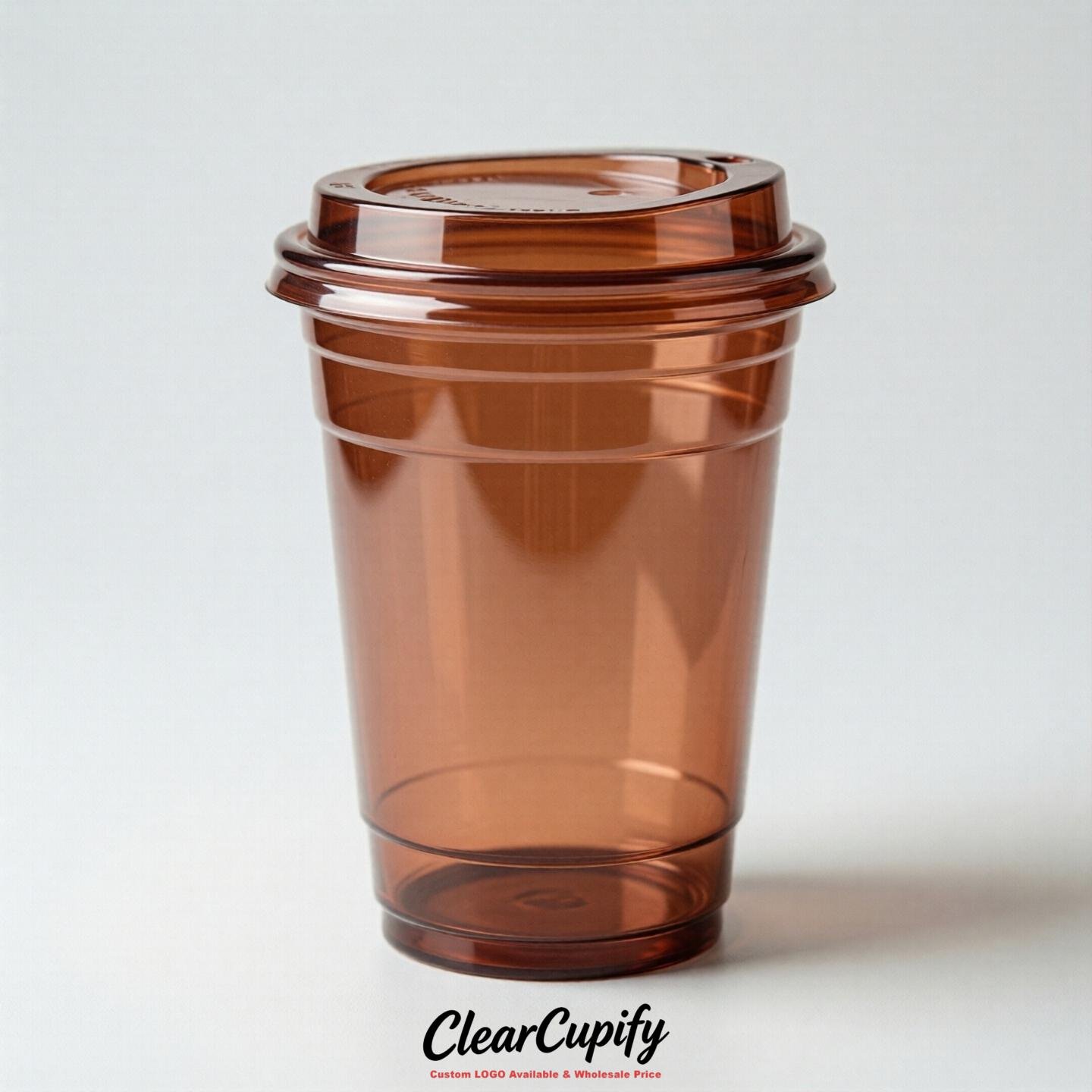 Blank Translucent Terracotta Clear Plastic Cups with Lids - Choice of PET/PP/PLA