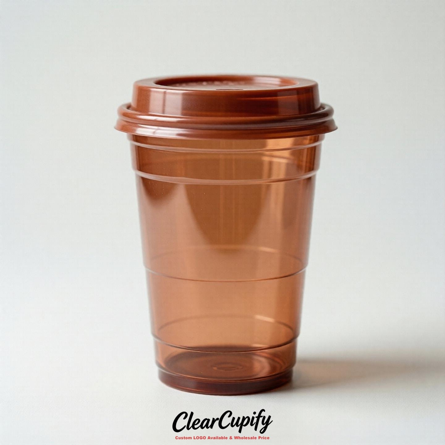 Blank Translucent Terracotta Clear Plastic Cups with Lids - Choice of PET/PP/PLA
