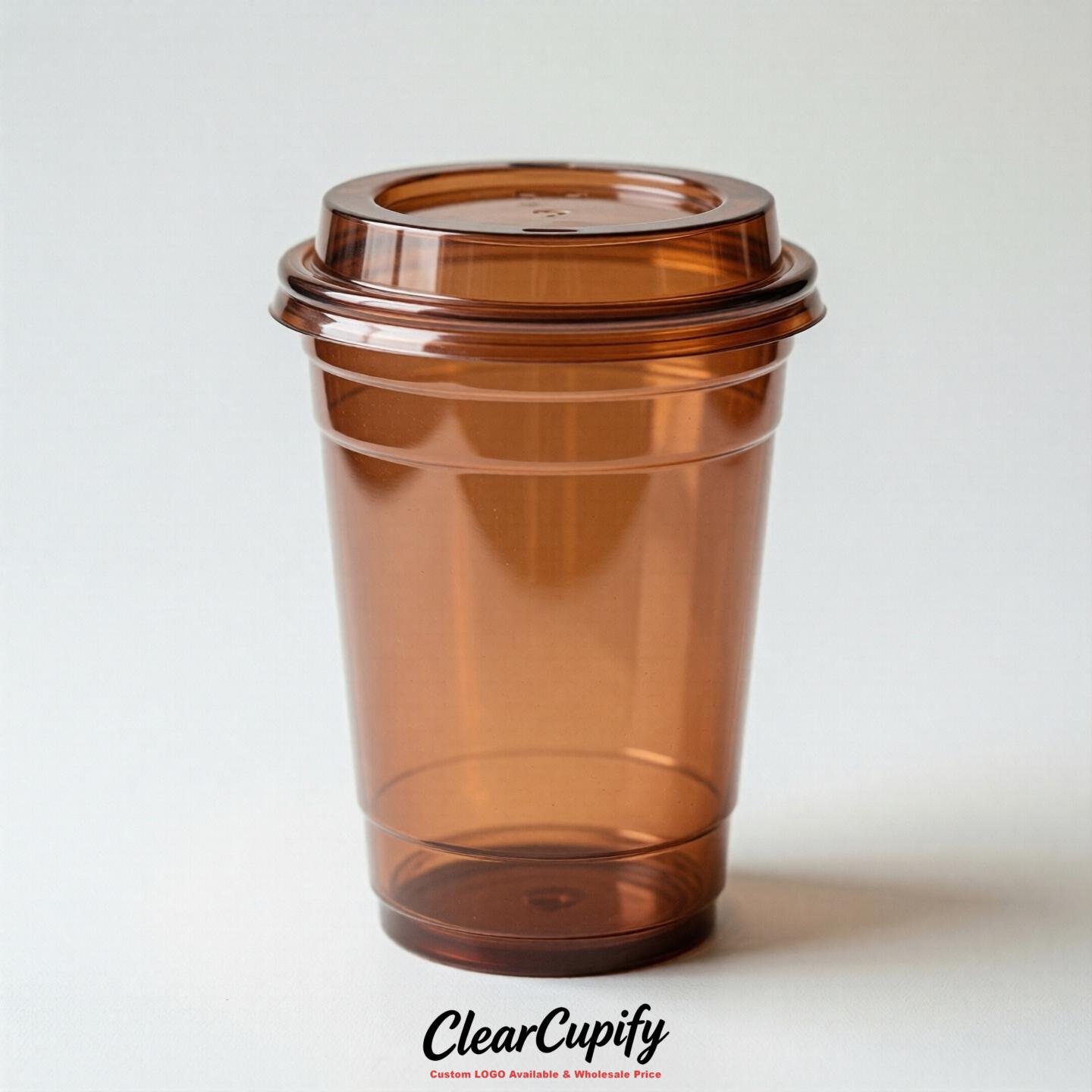Blank Translucent Terracotta Clear Plastic Cups with Lids - Choice of PET/PP/PLA