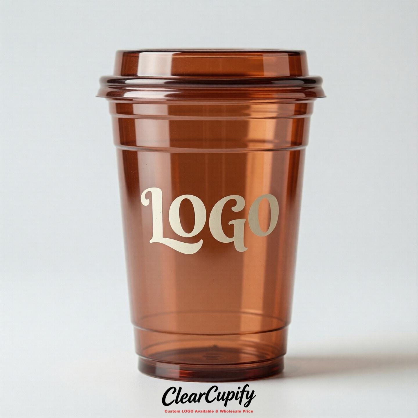 Terracotta Clear Plastic Cups with Custom Logo 12oz / 16oz / 20oz / 24oz / 32oz