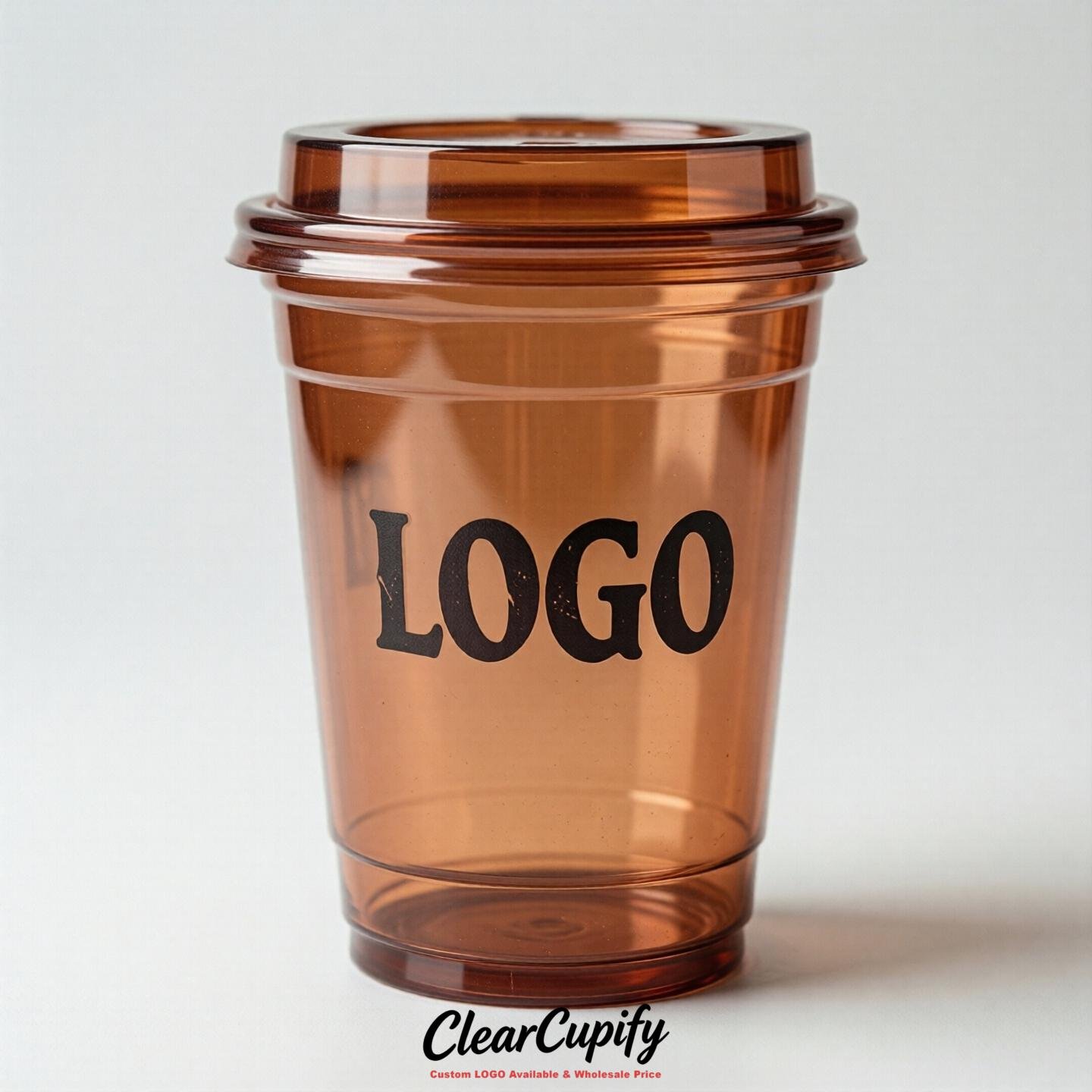 Terracotta Clear Plastic Cups with Custom Logo 12oz / 16oz / 20oz / 24oz / 32oz