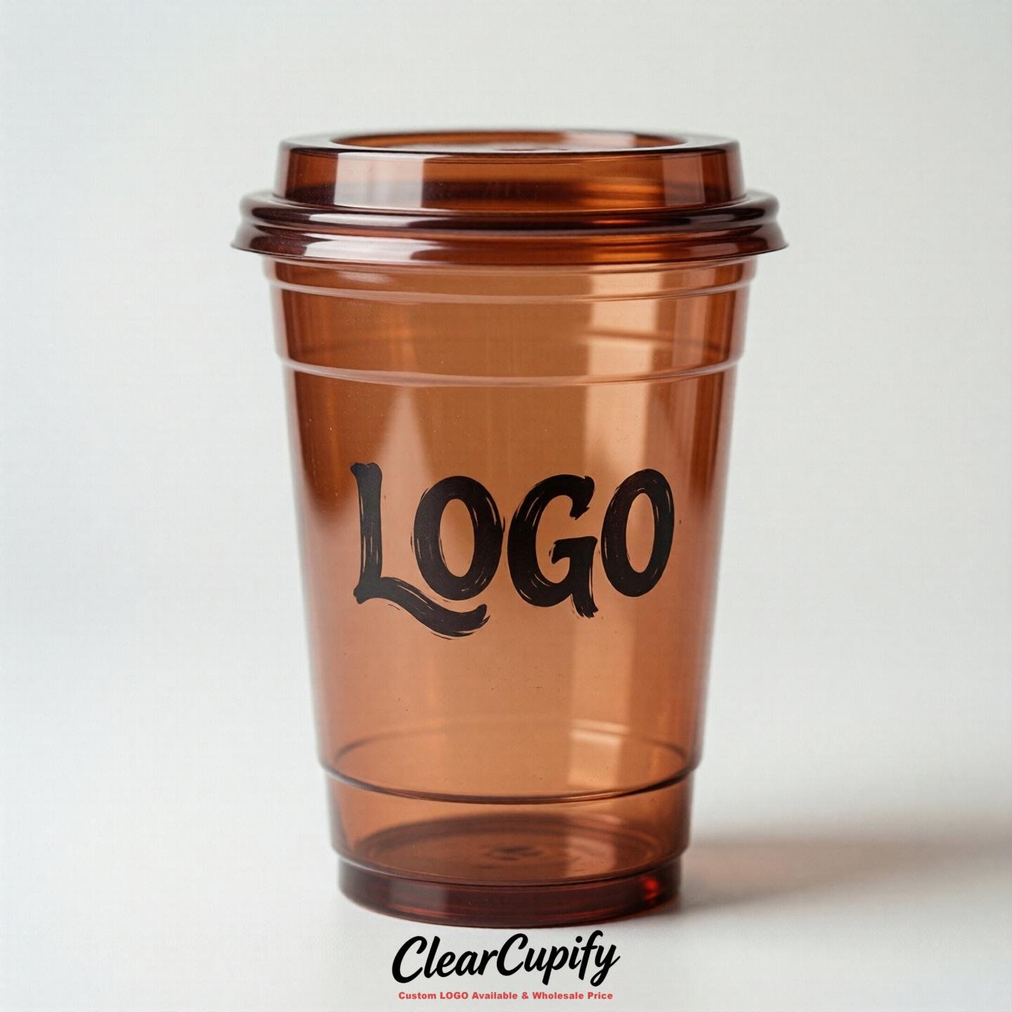Terracotta Clear Plastic Cups with Custom Logo 12oz / 16oz / 20oz / 24oz / 32oz